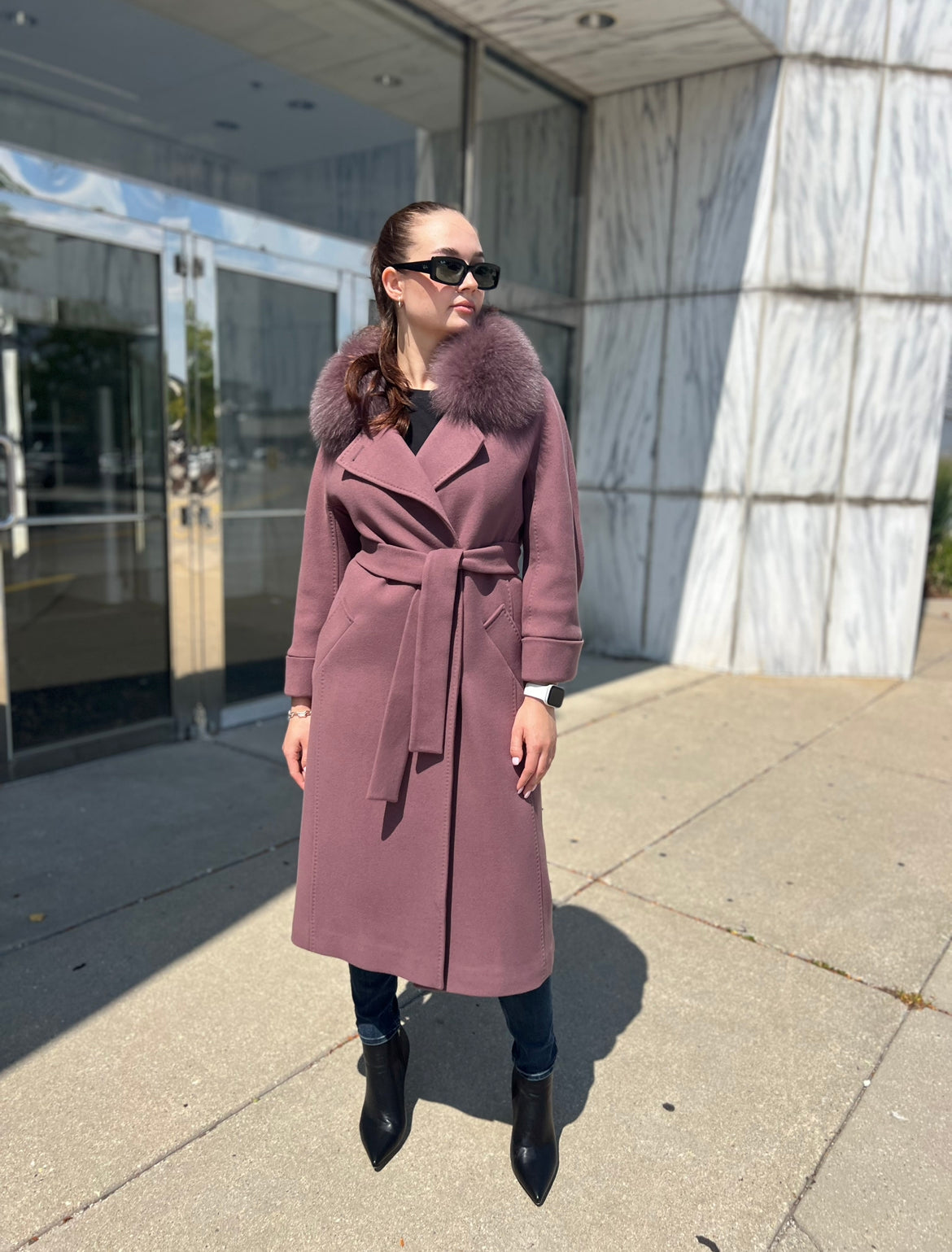 Genuine Polar Fox Tailored Cashmere Wool Coat - Energize Trek