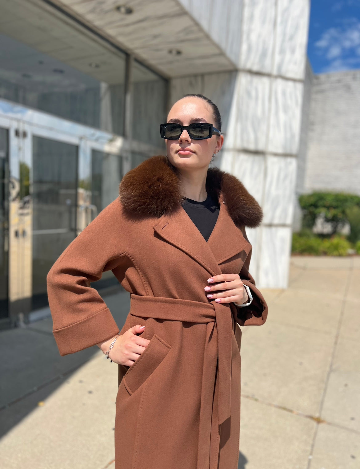 Genuine Polar Fox Tailored Cashmere Wool Coat - Energize Trek