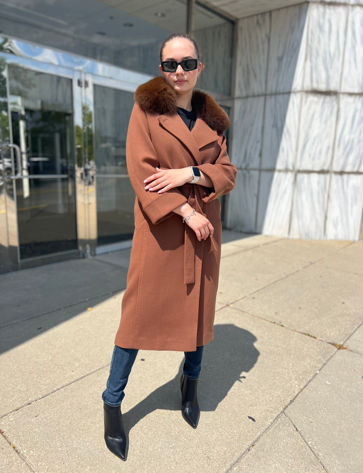Genuine Polar Fox Tailored Cashmere Wool Coat - Energize Trek