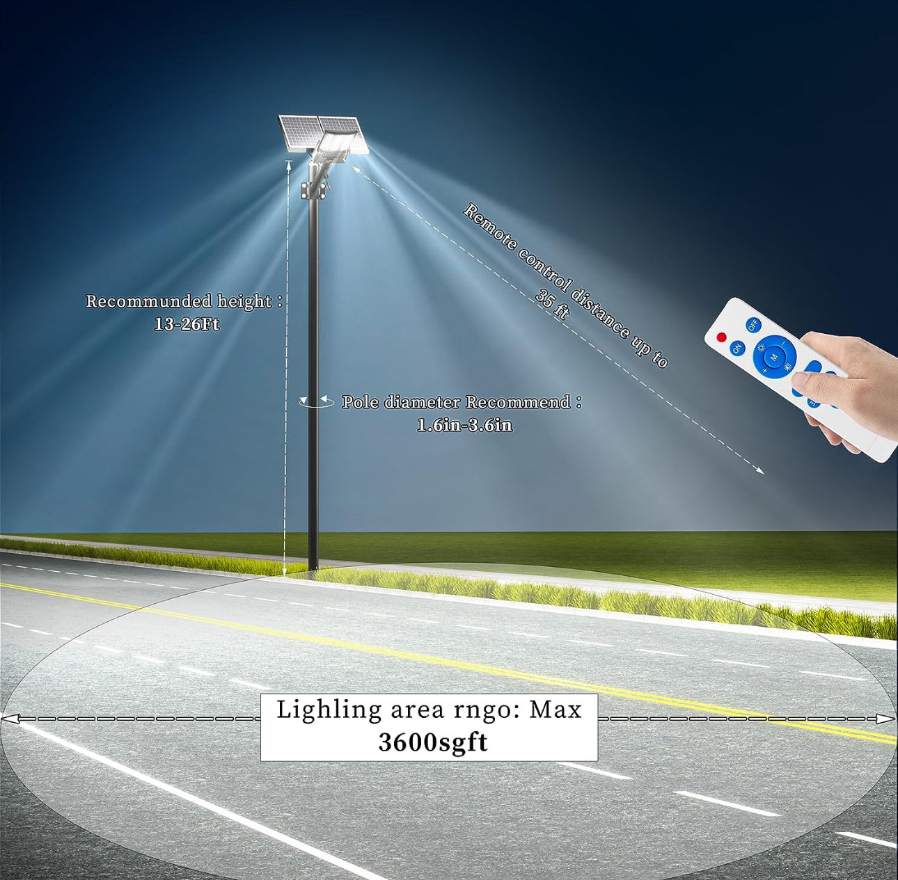 9500W Aluminum Solar Street Lights Outdoor, 500000LM High Powered Commercial Parking Lot Lights 6500K Dusk to Dawn with Remote - Energize Trek