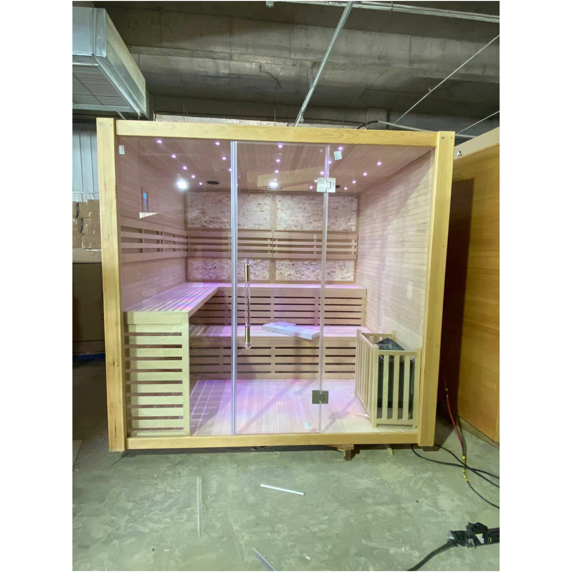 SAUNA EVOLUTION® Hemlock / Red Cedar Indoor Therapy Wood Steam Sauna Rooms Glass 09 - Energize Trek