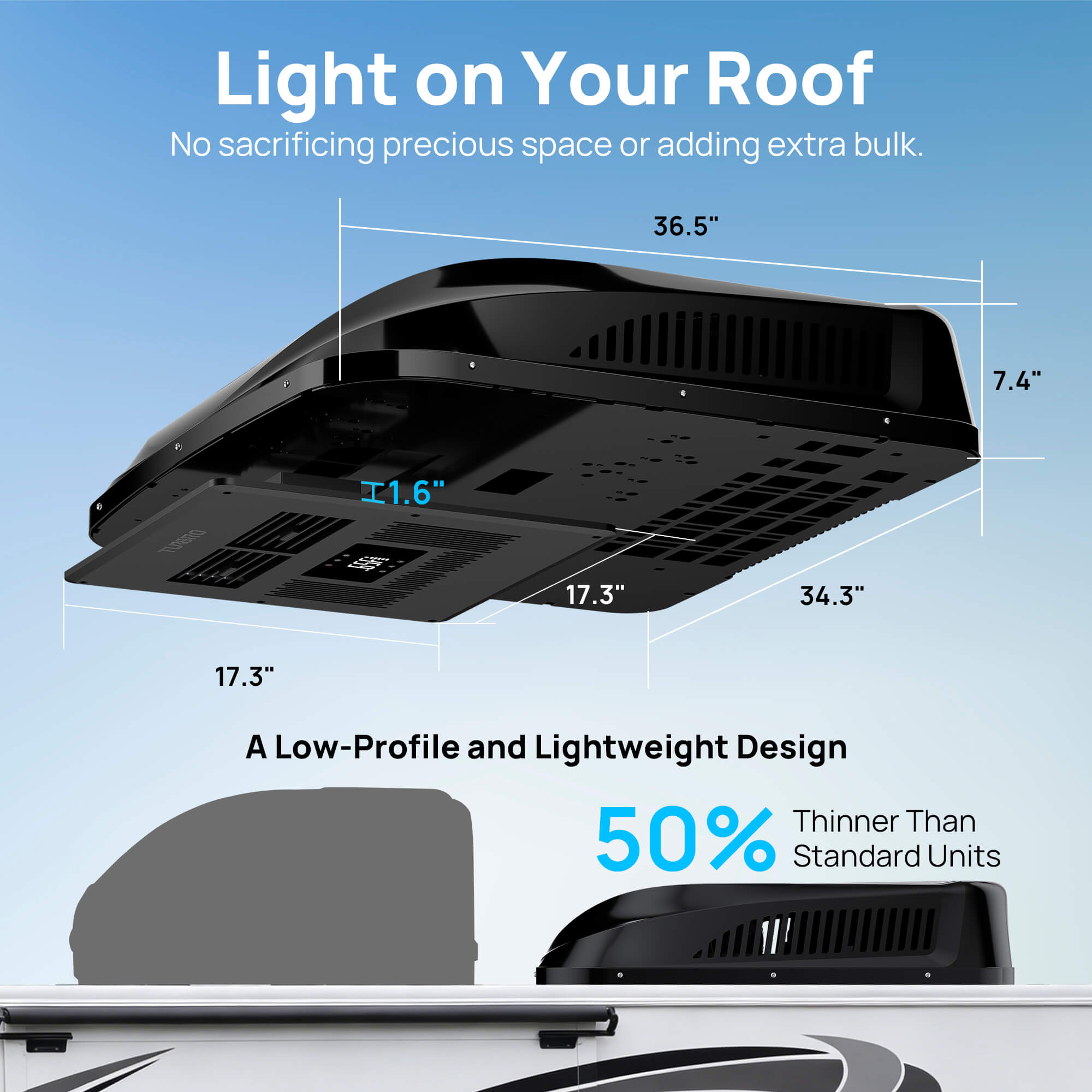 Greenland 12,000 BTU 12V DC Inverter Rooftop RV Air Conditioner - Energize Trek