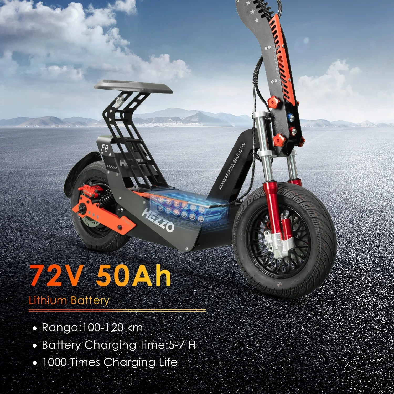 HEZZO-F8 Electric Scooter - 8000W Power, Max Speed 100 Km/h - Energize Trek