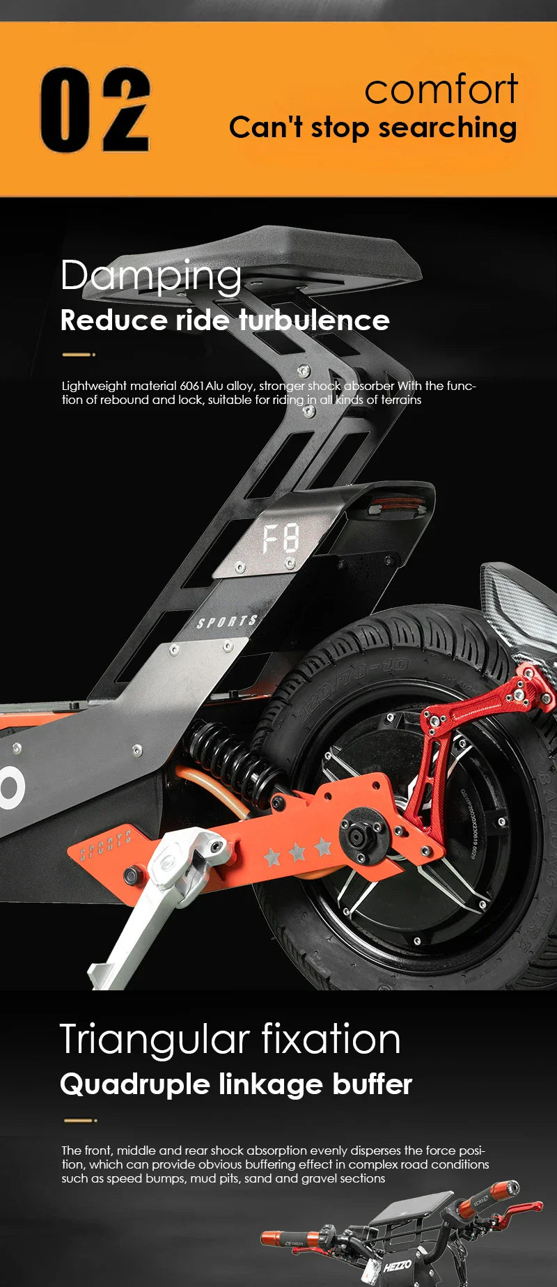 HEZZO-F8 Electric Scooter - 8000W Power, Max Speed 100 Km/h - Energize Trek