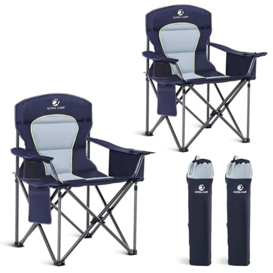 Heavy Duty Folding Camping Chair With Padded Seat And Cup Holder - Energize Trek