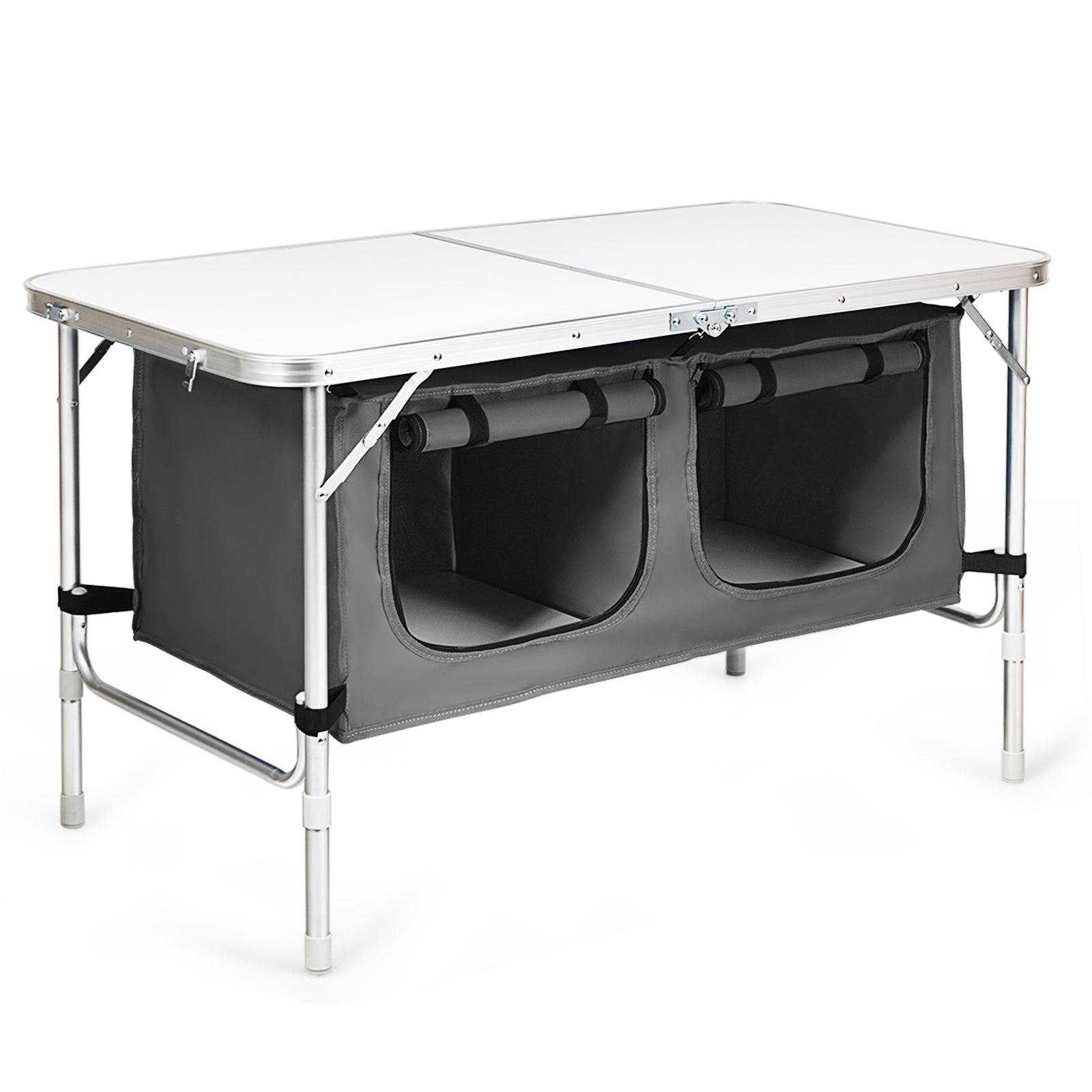 Height Adjustable Folding Camping Table-Gray - Energize Trek