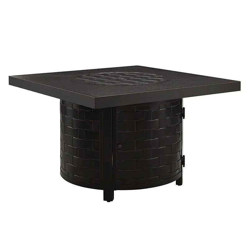 Henley 40" Round Aluminum Basketweave Convertible Gas Fire Pit Table - Energize Trek