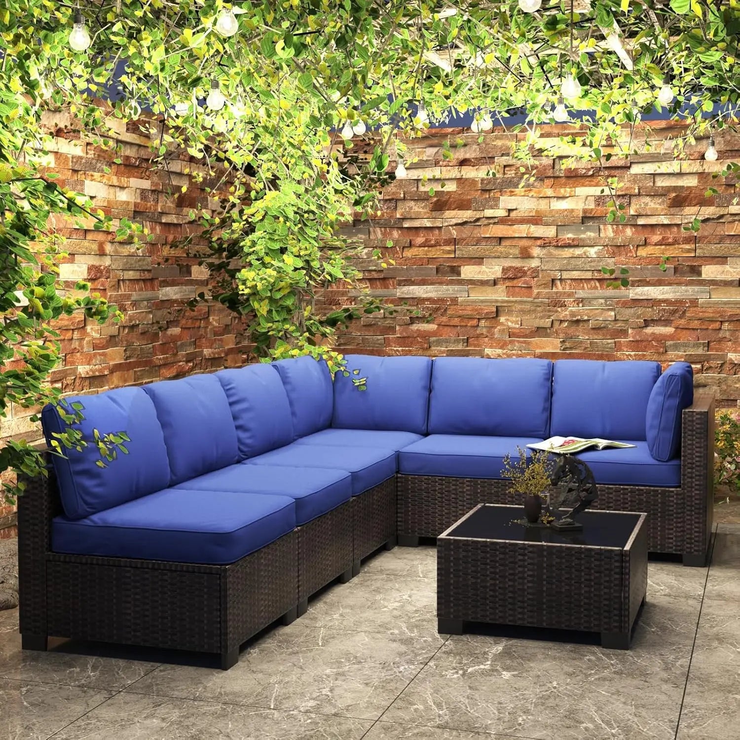 HobbyLane 7 Piece Modular Outdoor Furniture Set PE Rattan Wicker Garden - Energize Trek