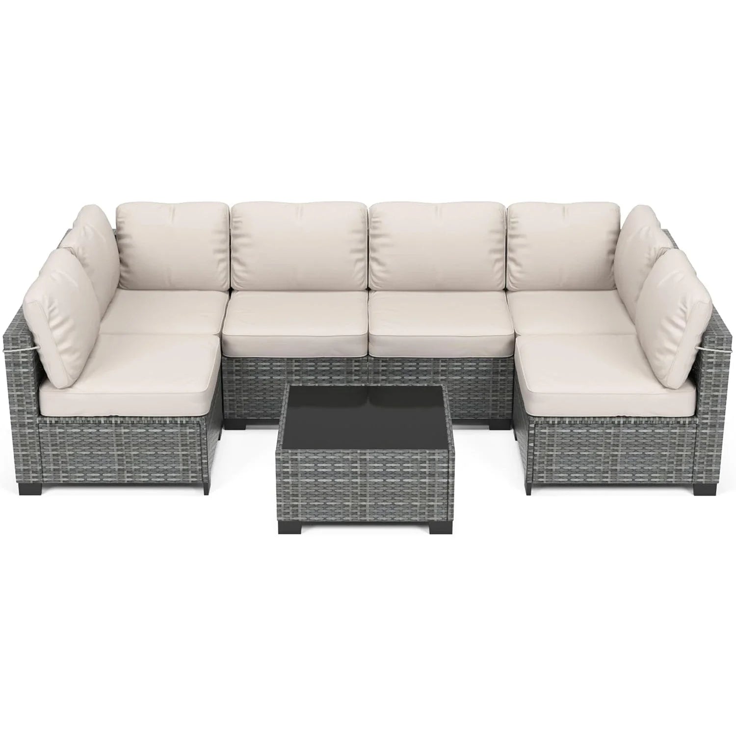 HobbyLane 7 Piece Modular Outdoor Furniture Set PE Rattan Wicker Garden - Energize Trek