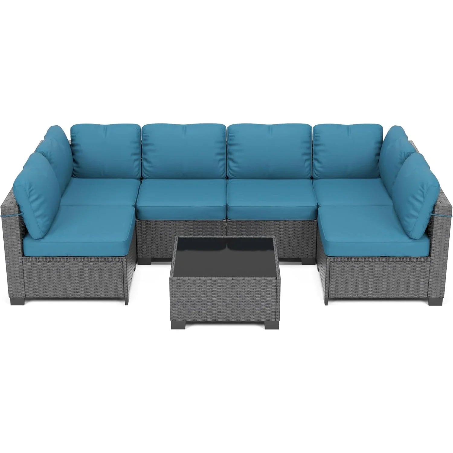 HobbyLane 7 Piece Modular Outdoor Furniture Set PE Rattan Wicker Garden - Energize Trek