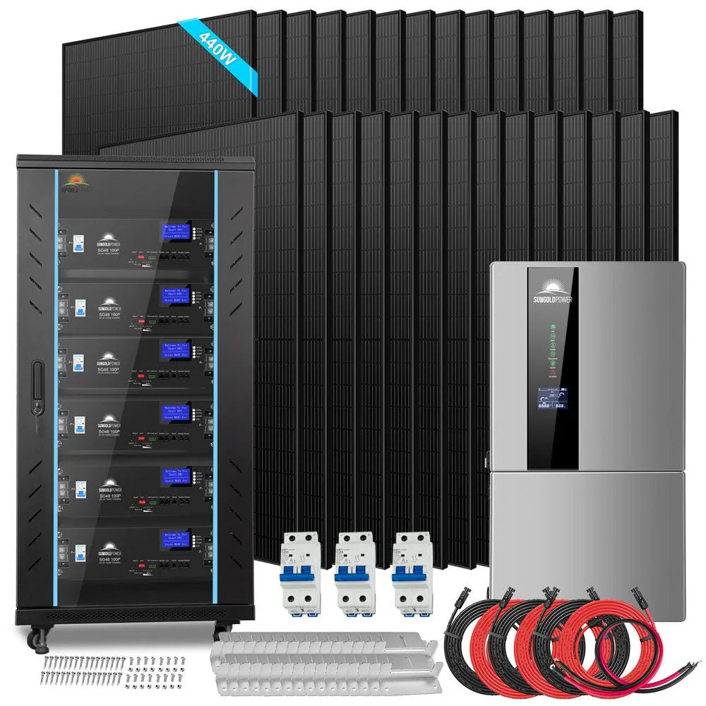 Hybrid Solar Kit 11.4KW 48V Split Phase 30.72KWH Lithium Battery 28 X 450 Watt Solar Panel SGH-11N3E - Energize Trek