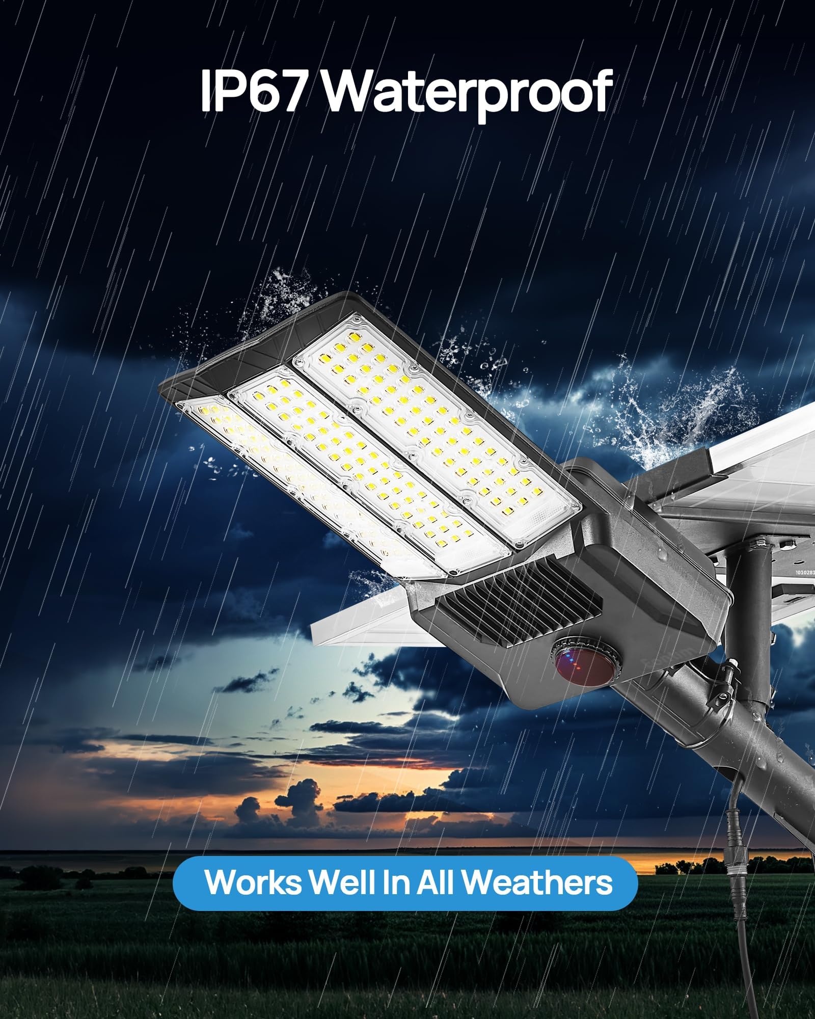9500W Aluminum Solar Street Lights Outdoor, 500000LM High Powered Commercial Parking Lot Lights 6500K Dusk to Dawn with Remote - Energize Trek