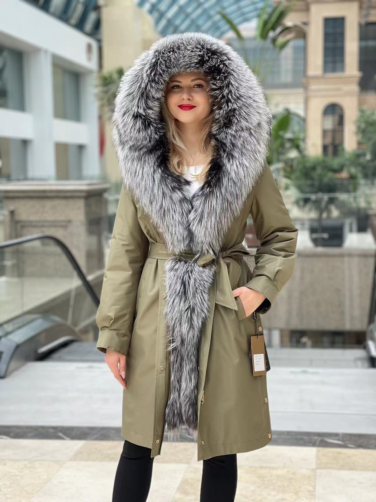 Genuine Silver Fox Fur Trim Rabbit Fur Insulated Parka - Energize Trek