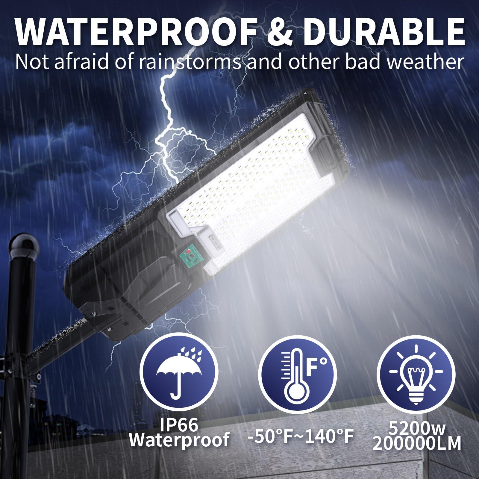 5200W Solar Street Lights Outdoor, Waterproof Commercial Dusk to Dawn, 200000LM Solar Flood Lights Outdoor Motion Sensor - Energize Trek
