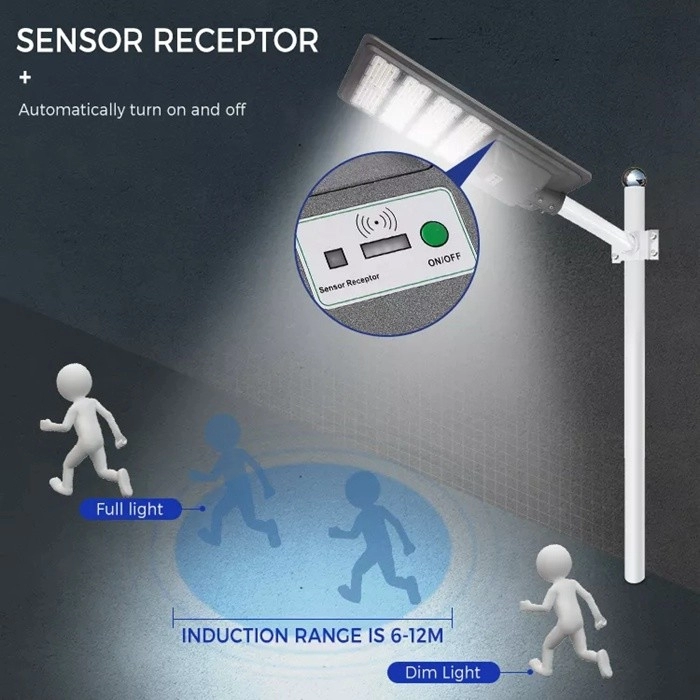 9000W Aluminum Frame All In One Solar Street /Parking Lights Motion Sensor, Dusk to Dawn 180000LM with Remote Control - Energize Trek