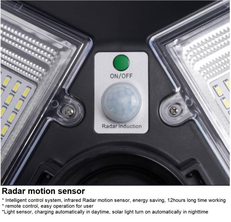 1500W Solar UFO Motion Sensor All in one Solar Garden Street Light With Remote Control - Energize Trek