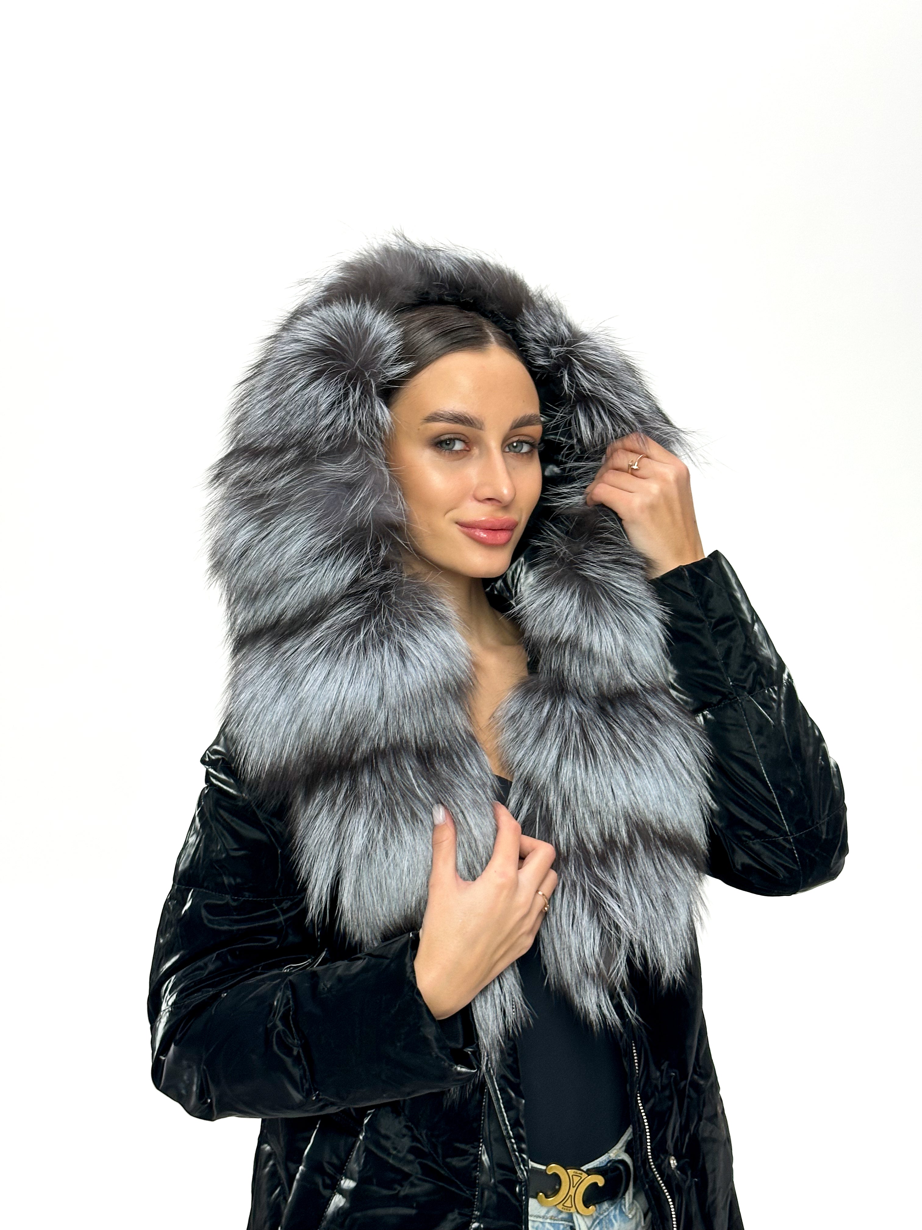 Genuine Silver Fox Fur Down Fill Coat - Energize Trek