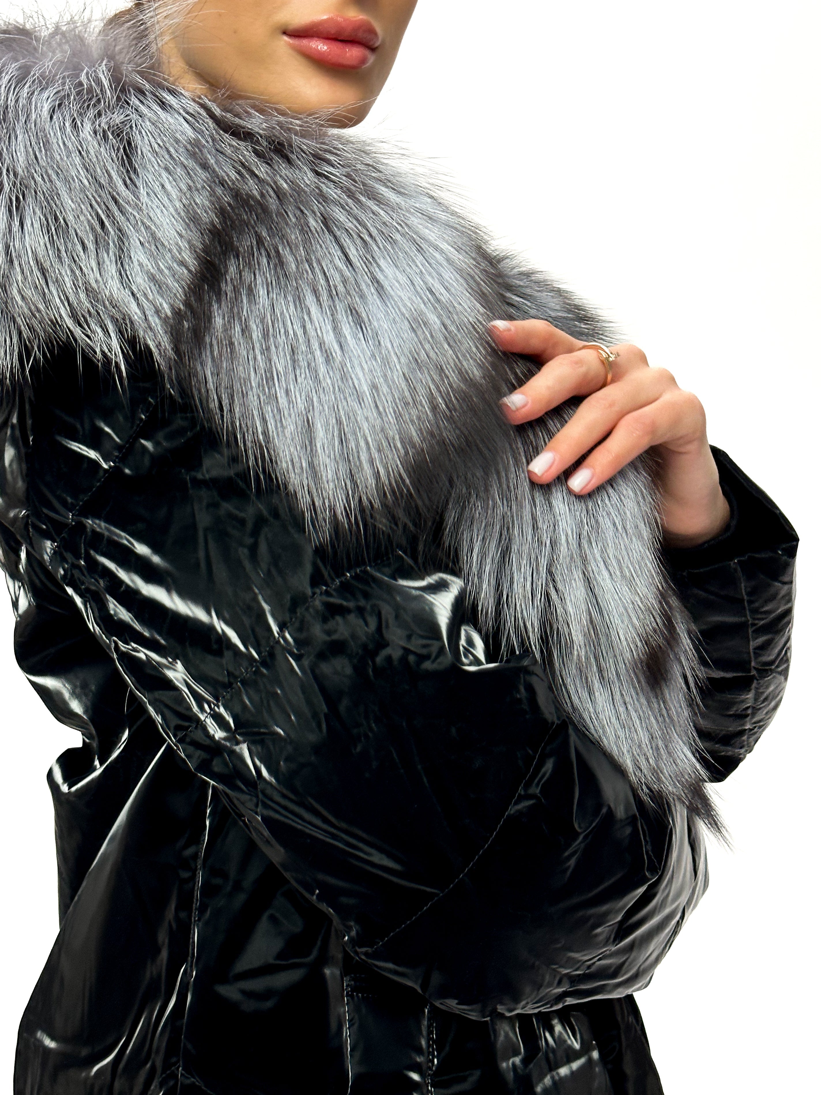 Genuine Silver Fox Fur Down Fill Coat - Energize Trek