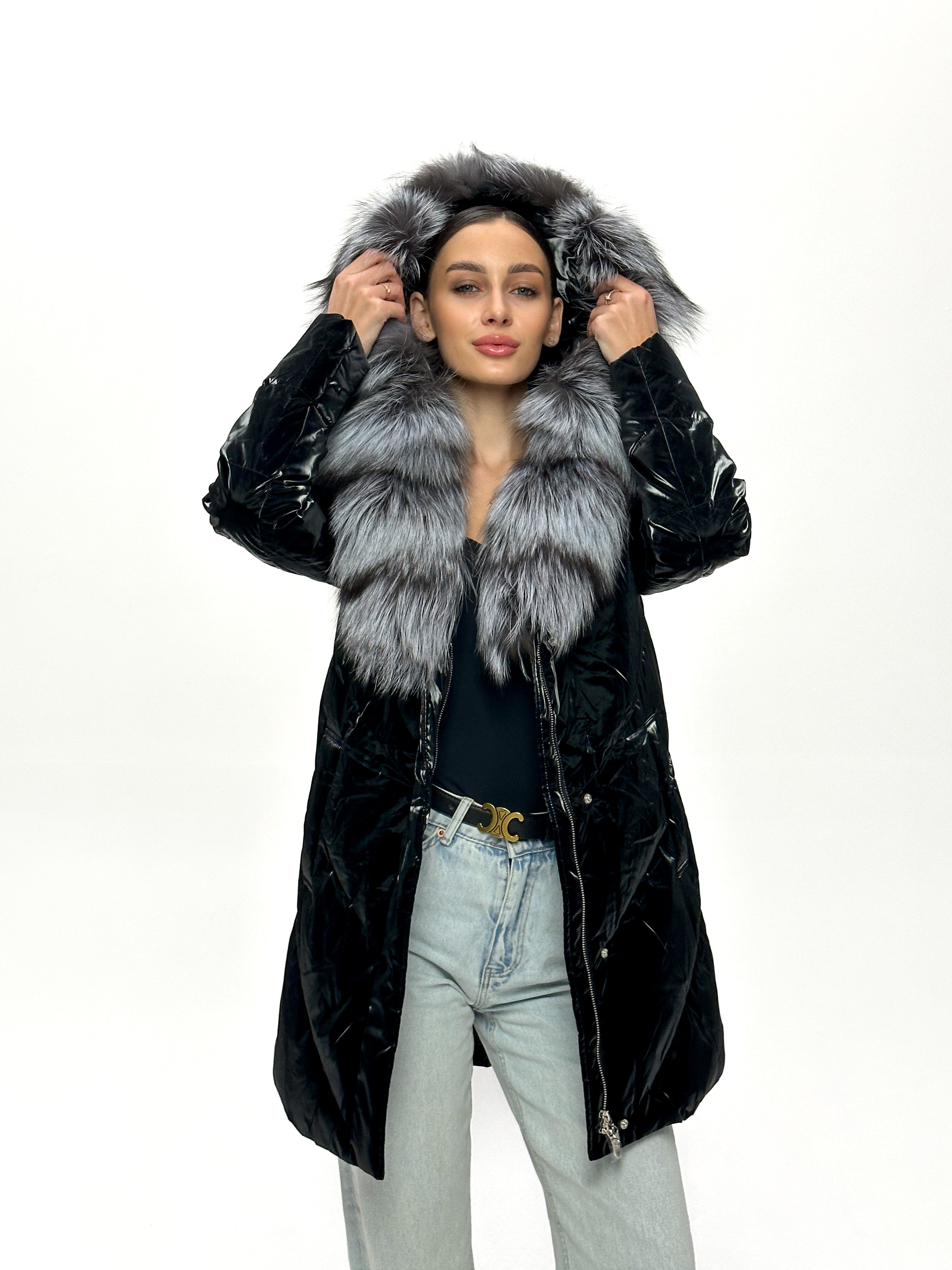 Genuine Silver Fox Fur Down Fill Coat - Energize Trek