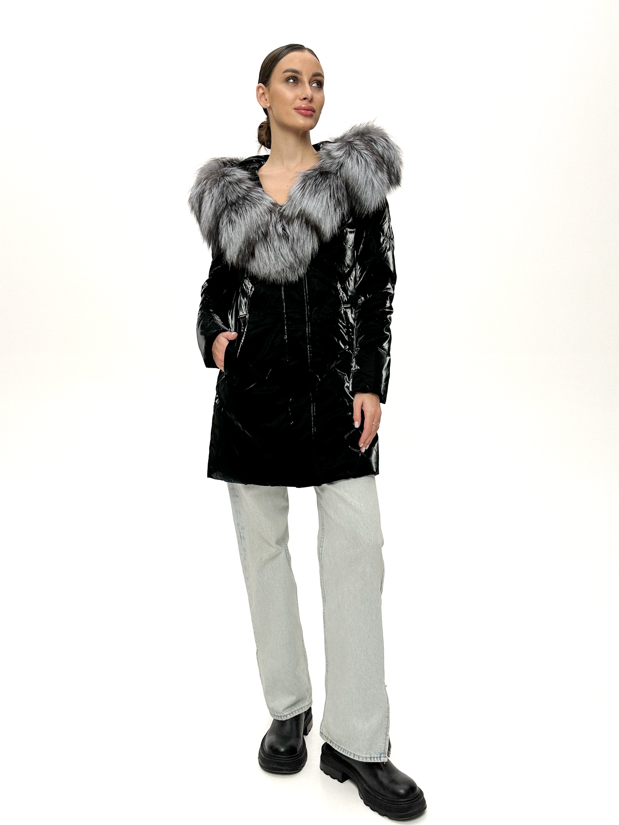 Genuine Silver Fox Fur Down Fill Coat - Energize Trek