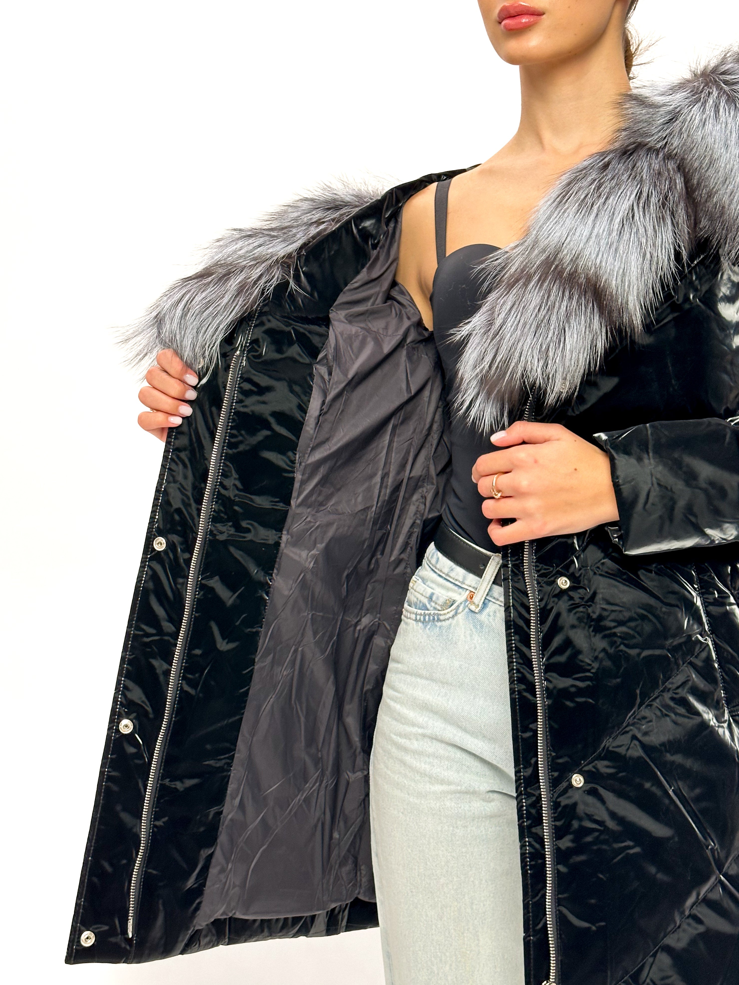 Genuine Silver Fox Fur Down Fill Coat - Energize Trek