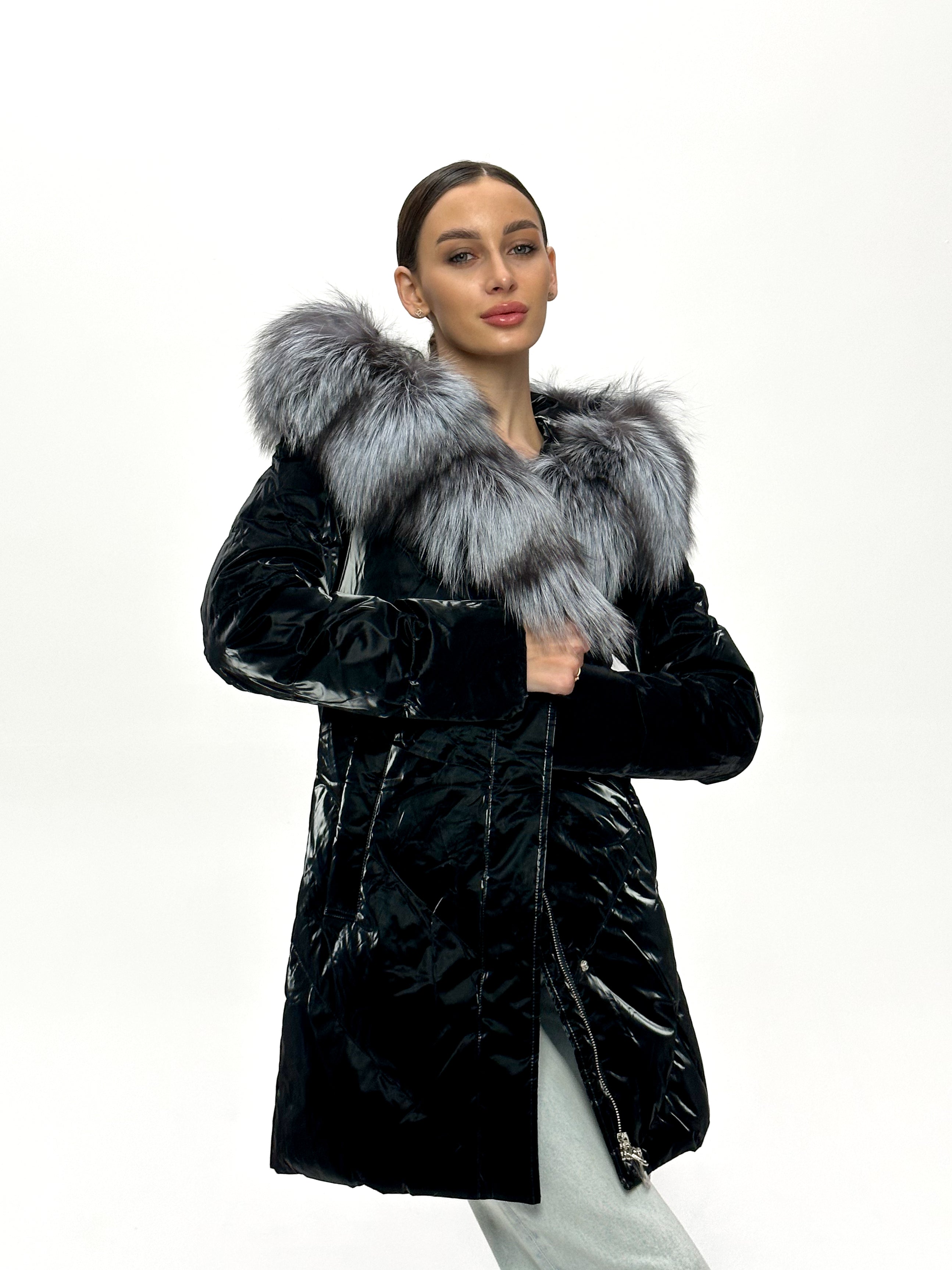 Genuine Silver Fox Fur Down Fill Coat - Energize Trek
