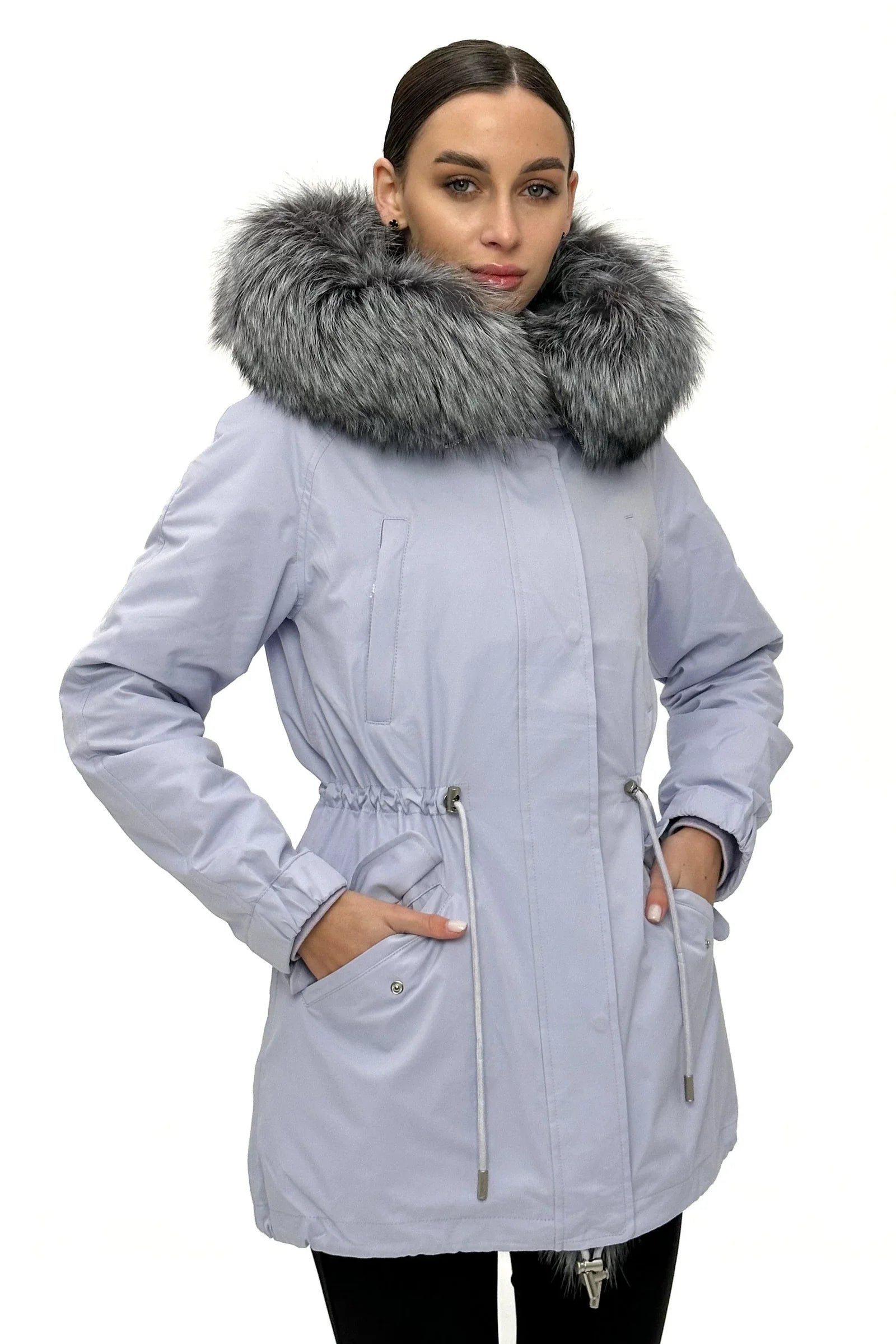 Genuine Silver Fox Fur Trim Rabbit Fur Insulated Parka - Energize Trek
