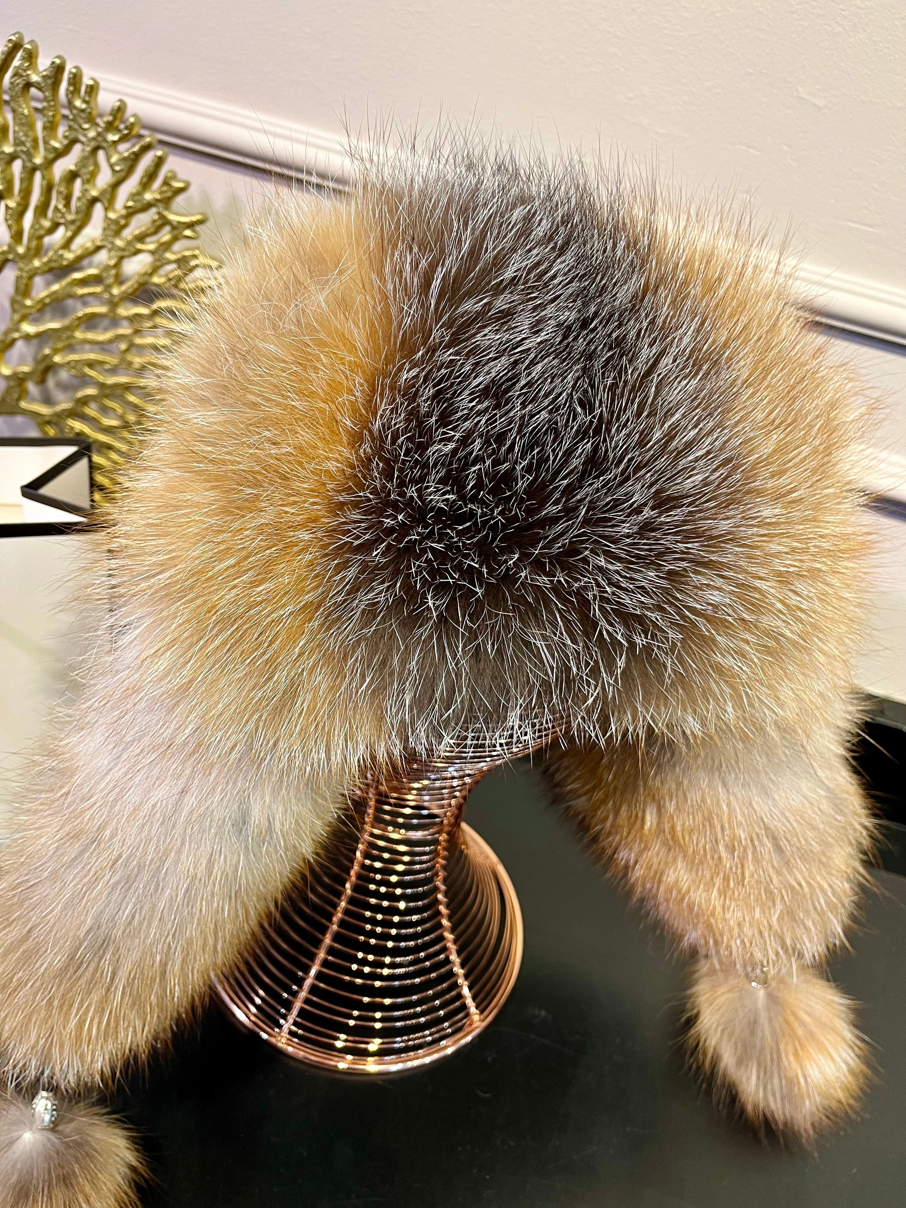 Genuine Silver Fox Fur Genuine Leather Hat - Energize Trek