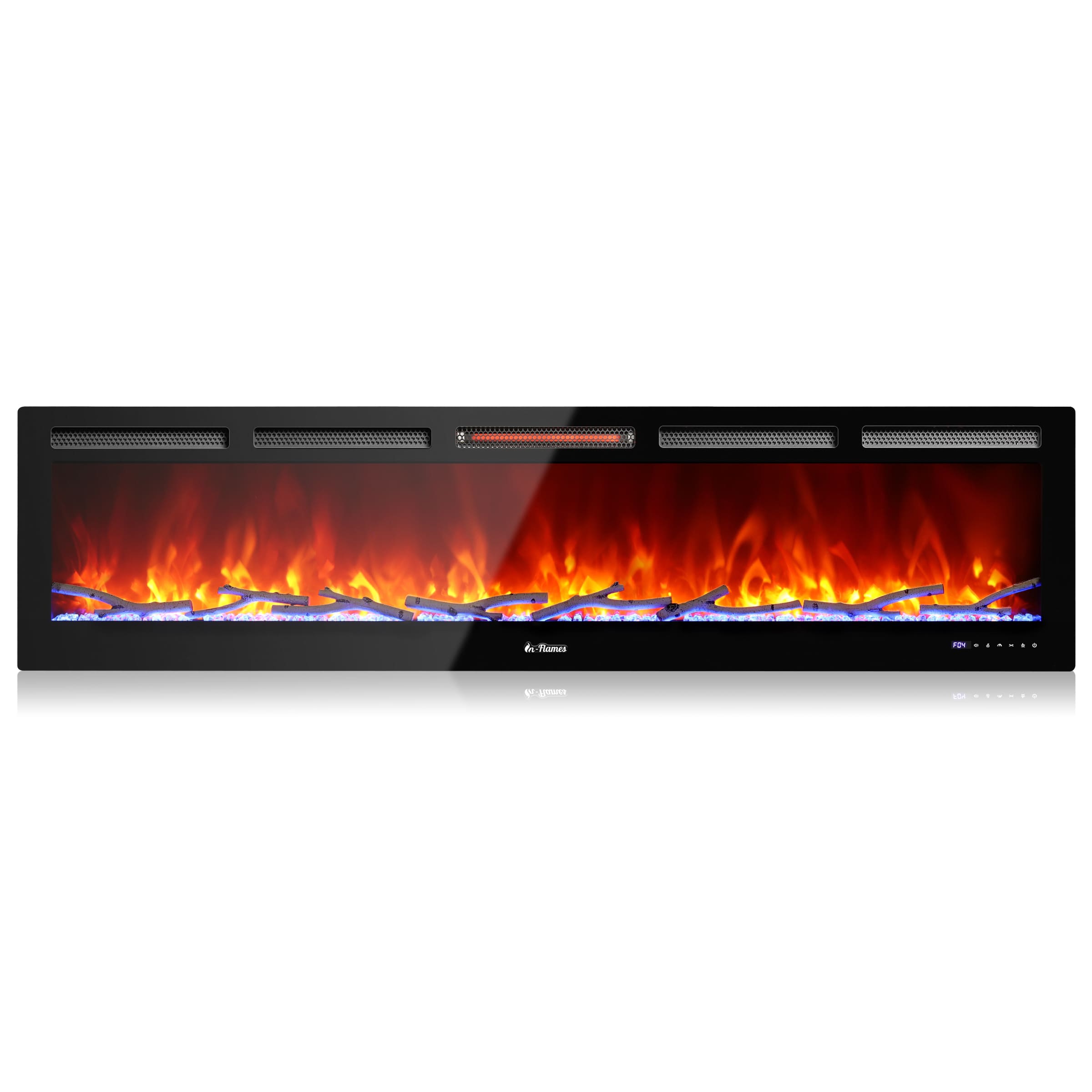 In Flames INF72W-3D WiFi Smart Wall Mounted Electric Fireplace - Tempered Glass - Energize Trek