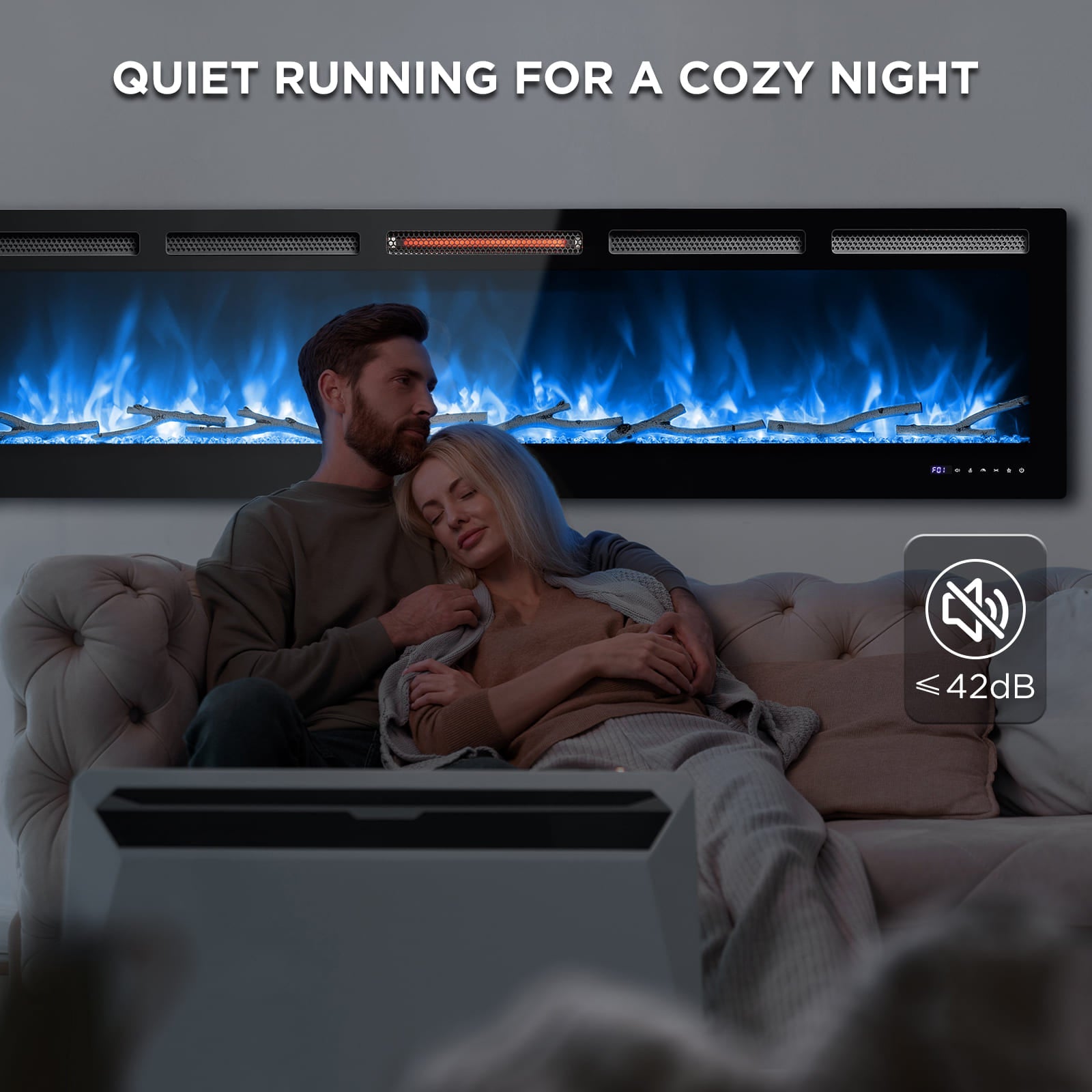 In Flames INF72W-3D WiFi Smart Wall Mounted Electric Fireplace - Tempered Glass - Energize Trek