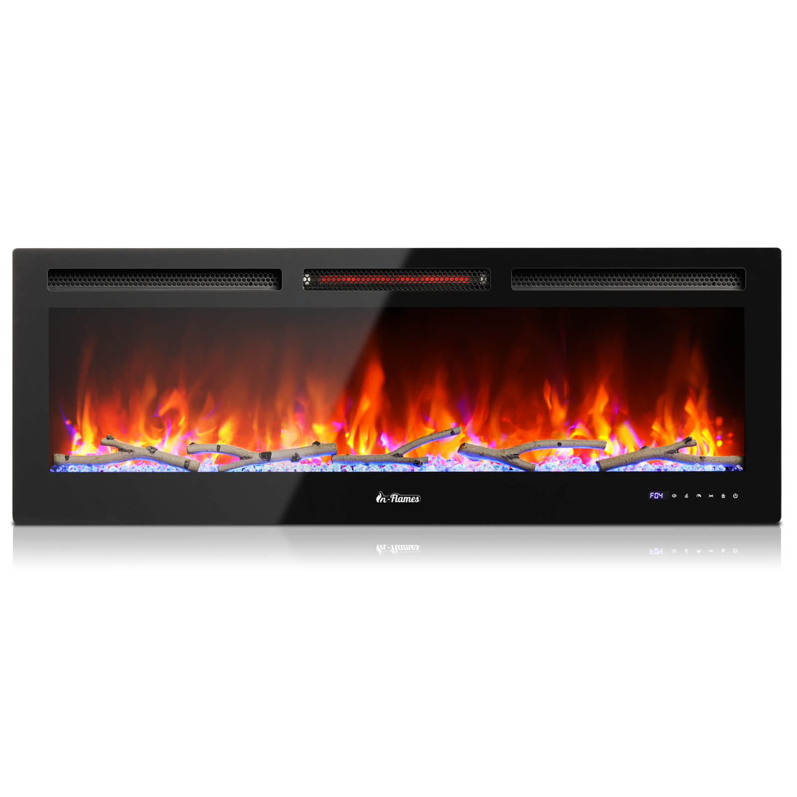 In Flames INF50W-3D WiFi Smart Wall Mounted Electric Fireplace - Tempered Glass - Energize Trek
