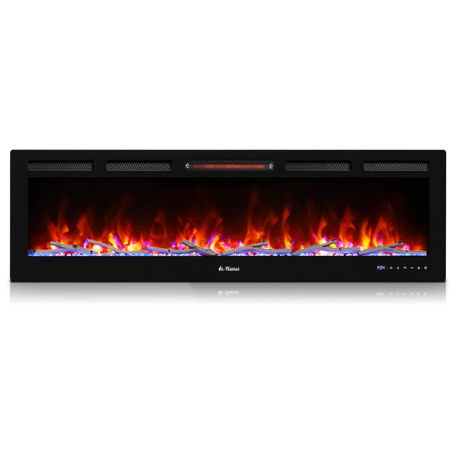 In Flames INF60W-3D WiFi Smart Wall Mounted Electric Fireplace - Tempered Glass - Energize Trek