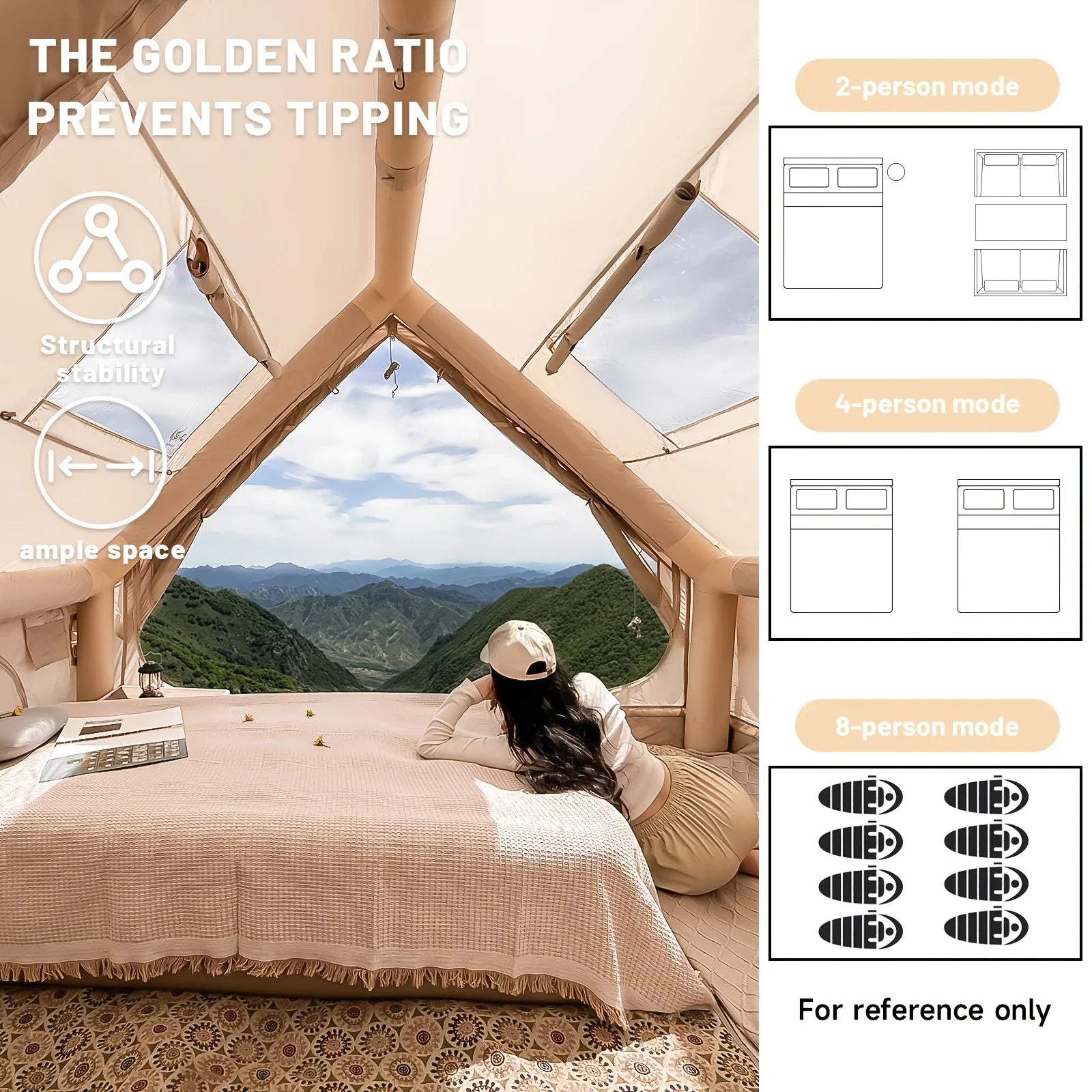 Inflatable Camping Tent With Skylight And Breathable Mesh - Energize Trek
