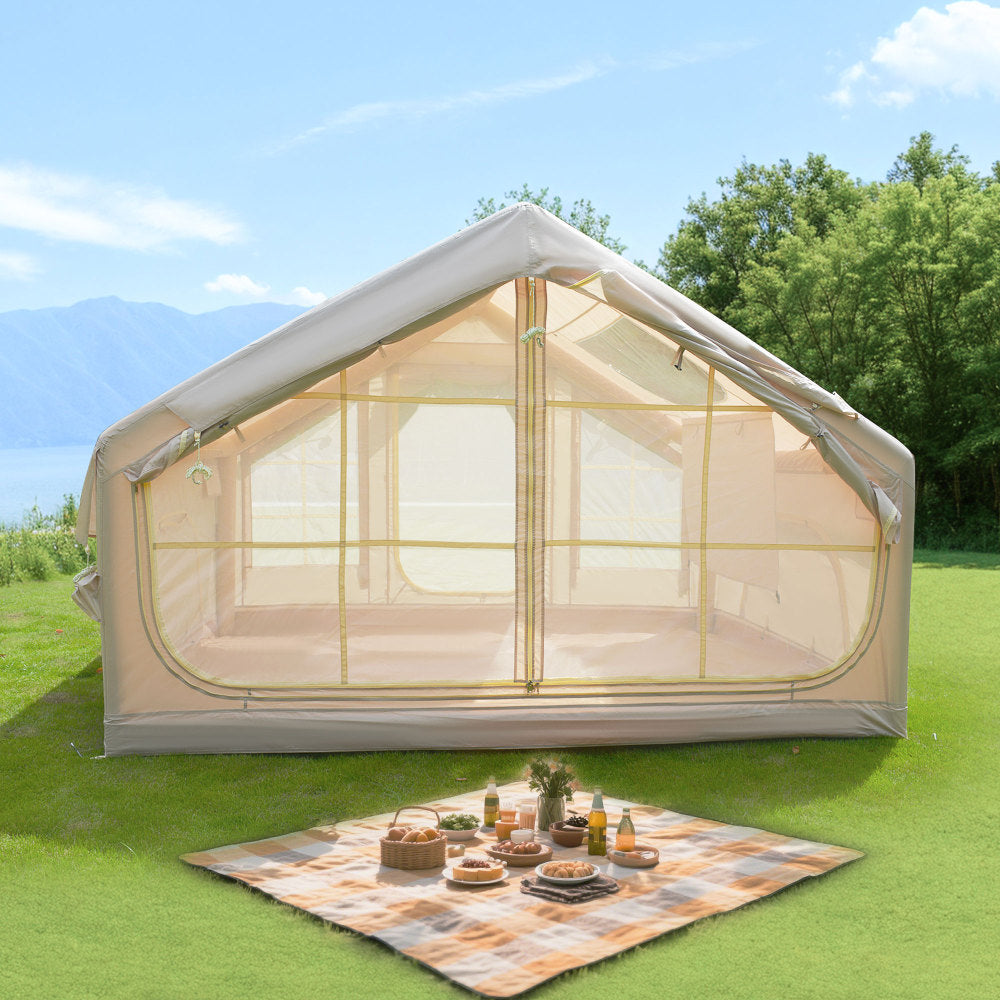 Inflatable Camping Tent for 4–6 People | 4-Season Waterproof Air Tent with Clear Skylight, Mesh Windows & Dual Pump — 420D Oxford - Energize Trek