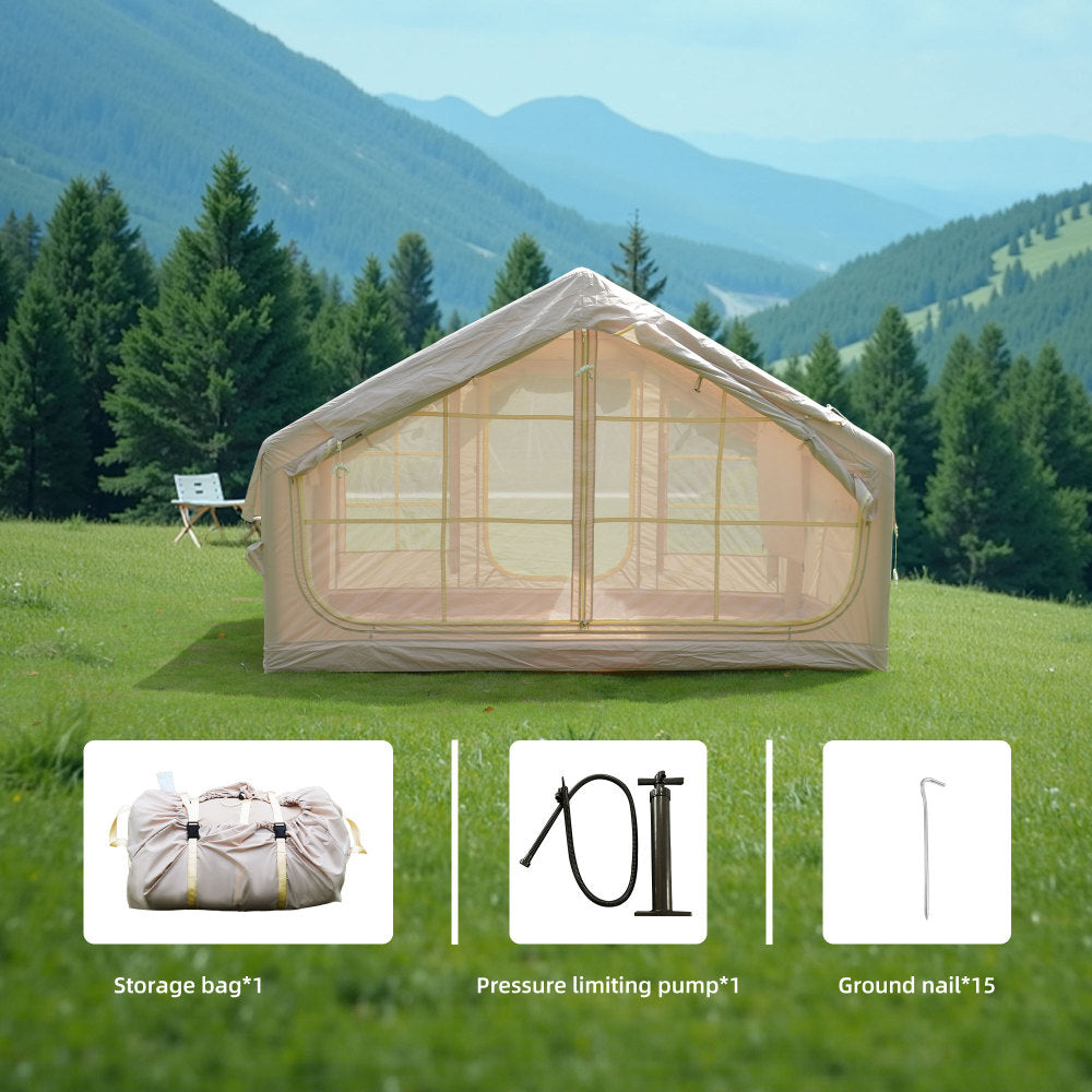 Inflatable Camping Tent for 4–6 People | 4-Season Waterproof Air Tent with Clear Skylight, Mesh Windows & Dual Pump — 420D Oxford - Energize Trek