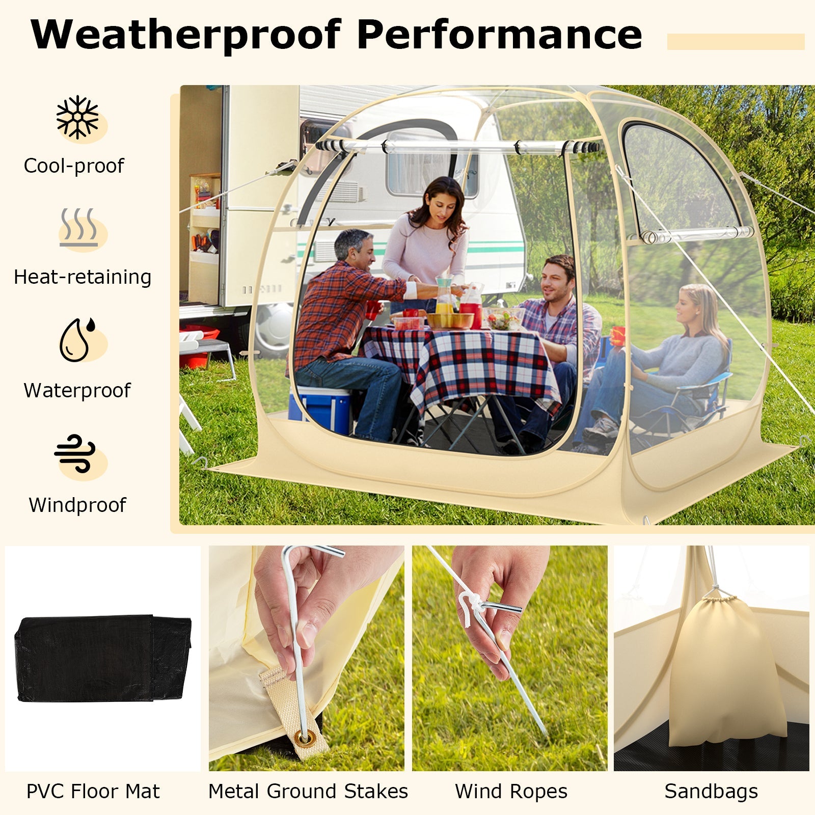 Instant Pop up Sports Tent with Carrying Bag and Floor Mat for 1-2/5-6 People - Energize Trek