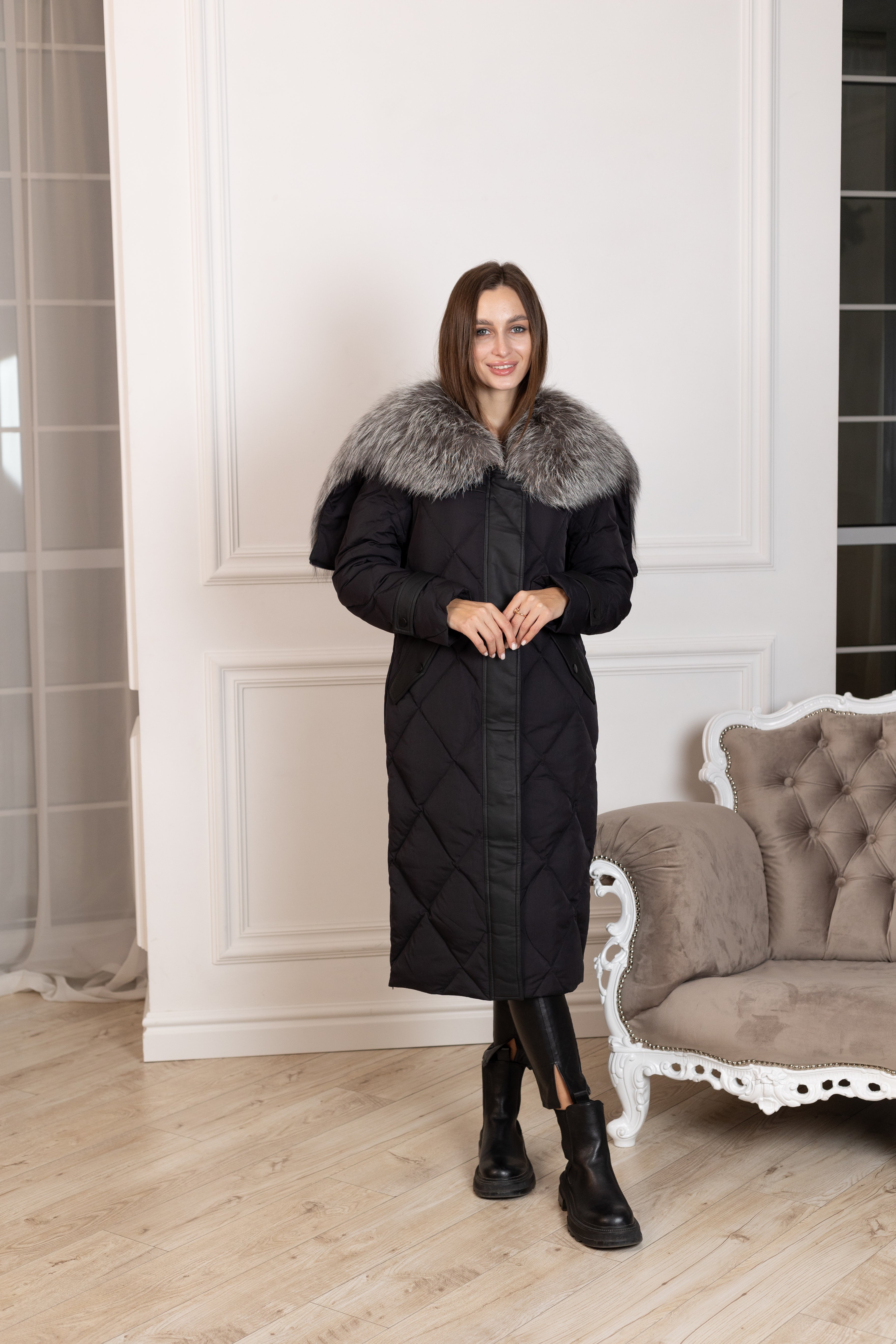 Genuine Silver Fox Fur Collar-Hood Down Winter Coat - Energize Trek