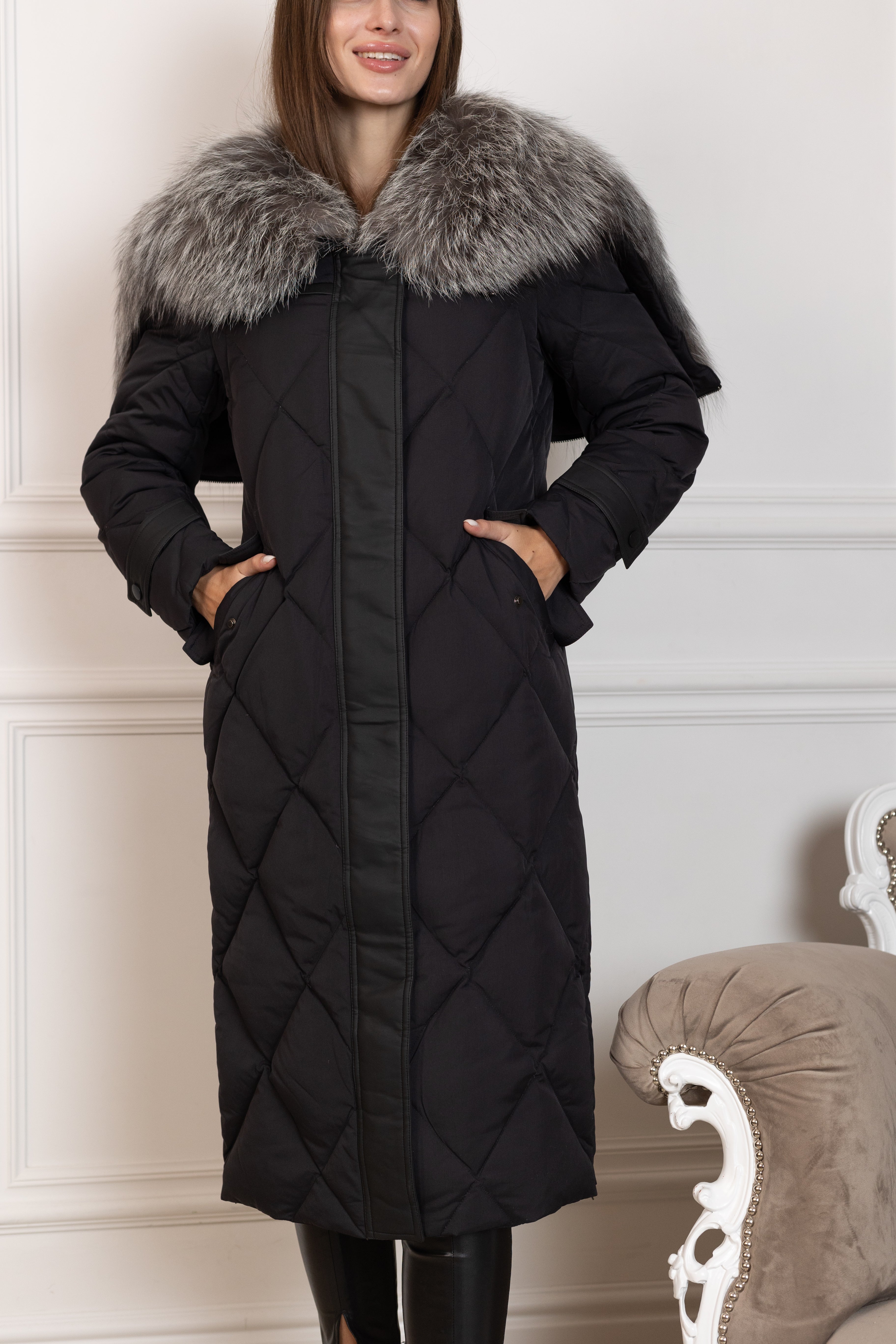 Genuine Silver Fox Fur Collar-Hood Down Winter Coat - Energize Trek