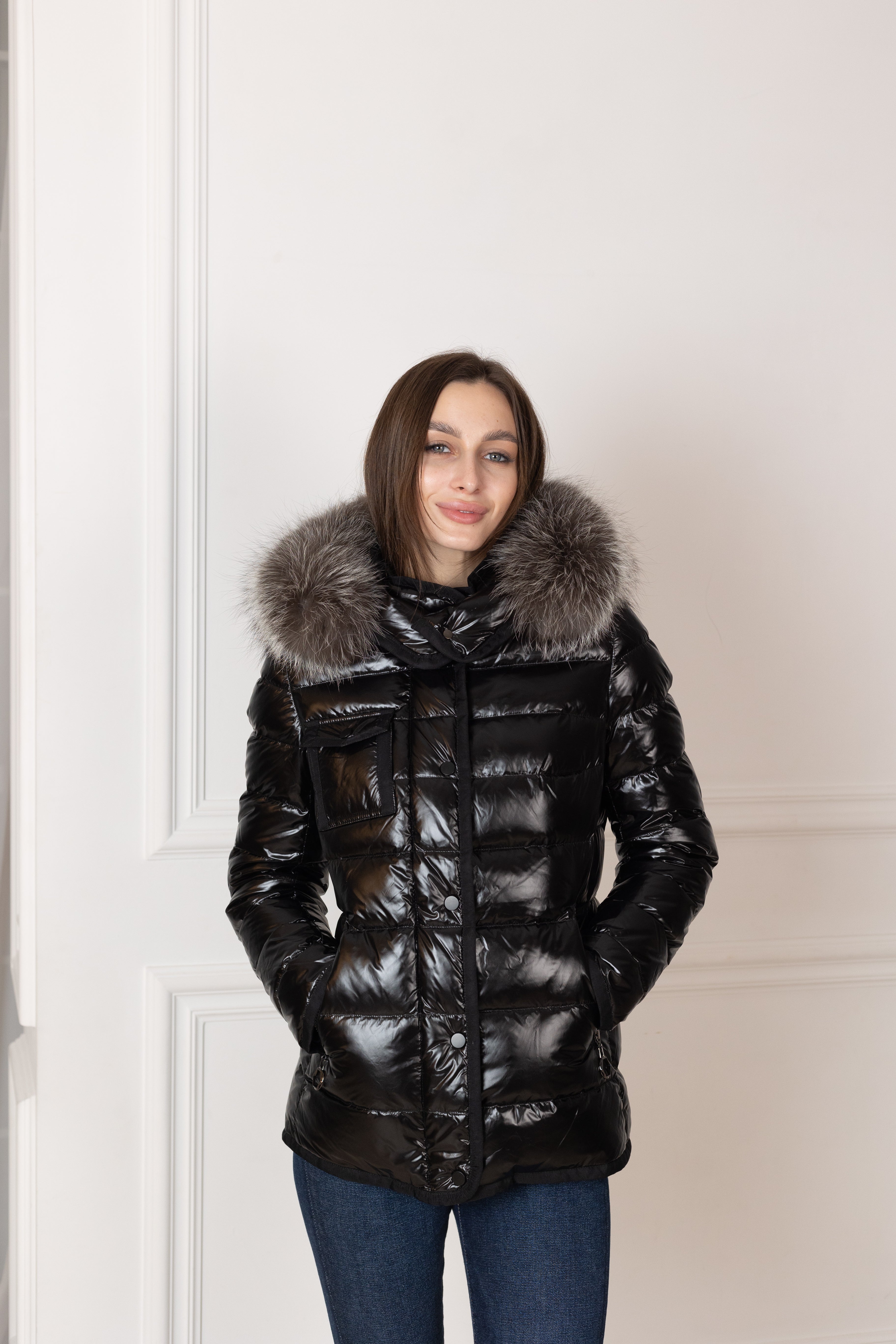 Genuine Silver Fox Fur Lightweight Down Fill Coat - Energize Trek