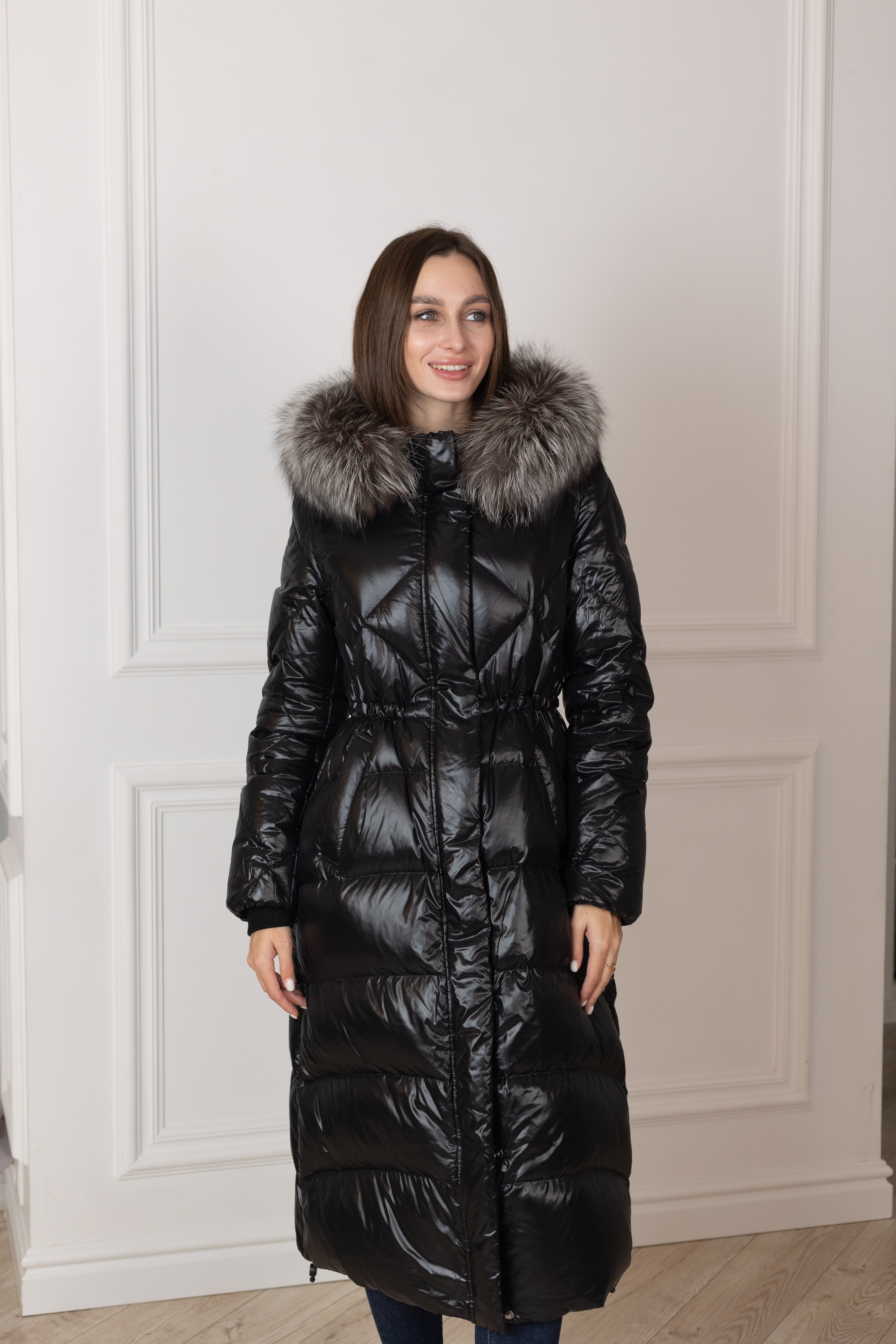 Genuine Silver Fox Fur Trim Down Fill Coat - Energize Trek