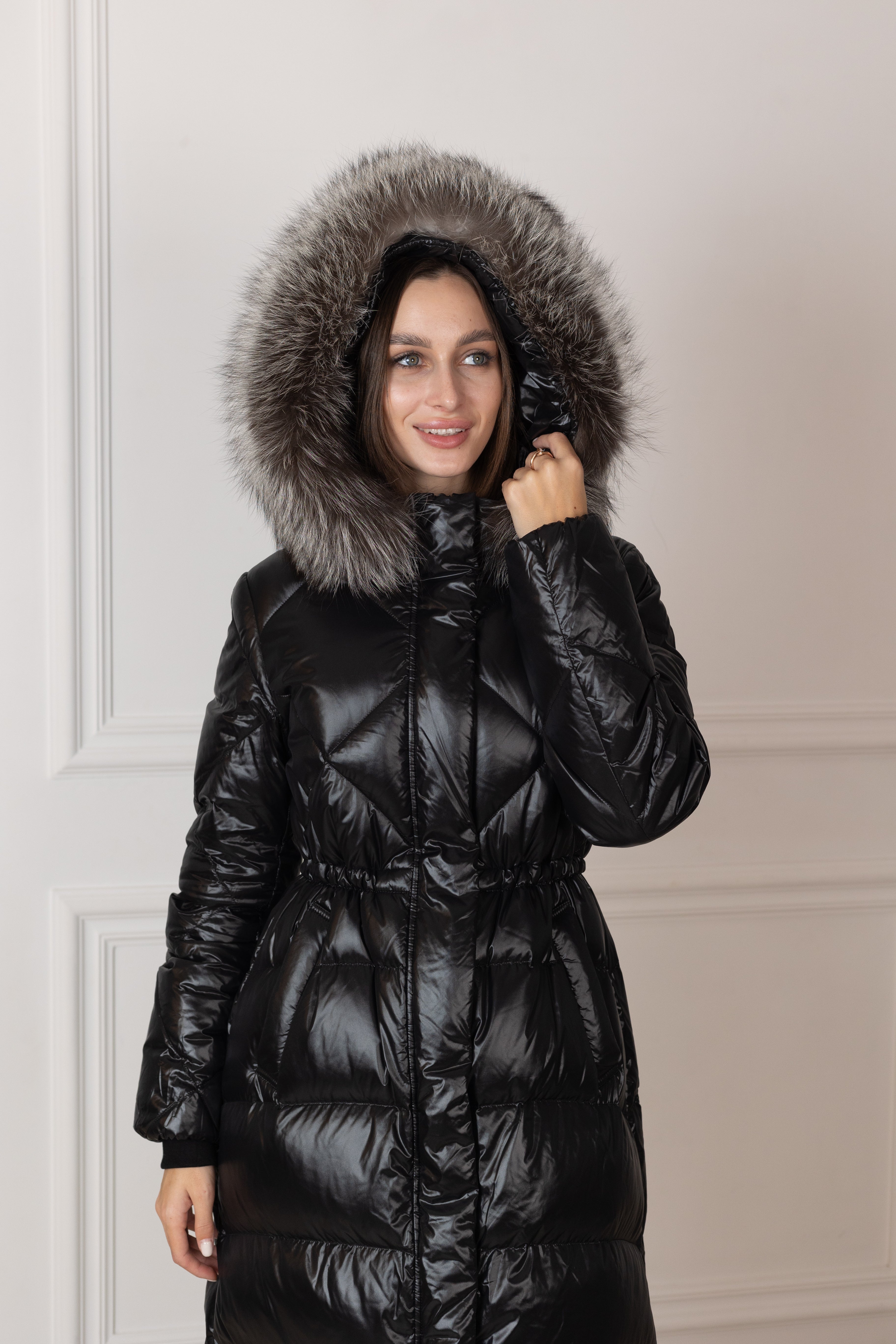 Genuine Silver Fox Fur Trim Down Fill Coat - Energize Trek