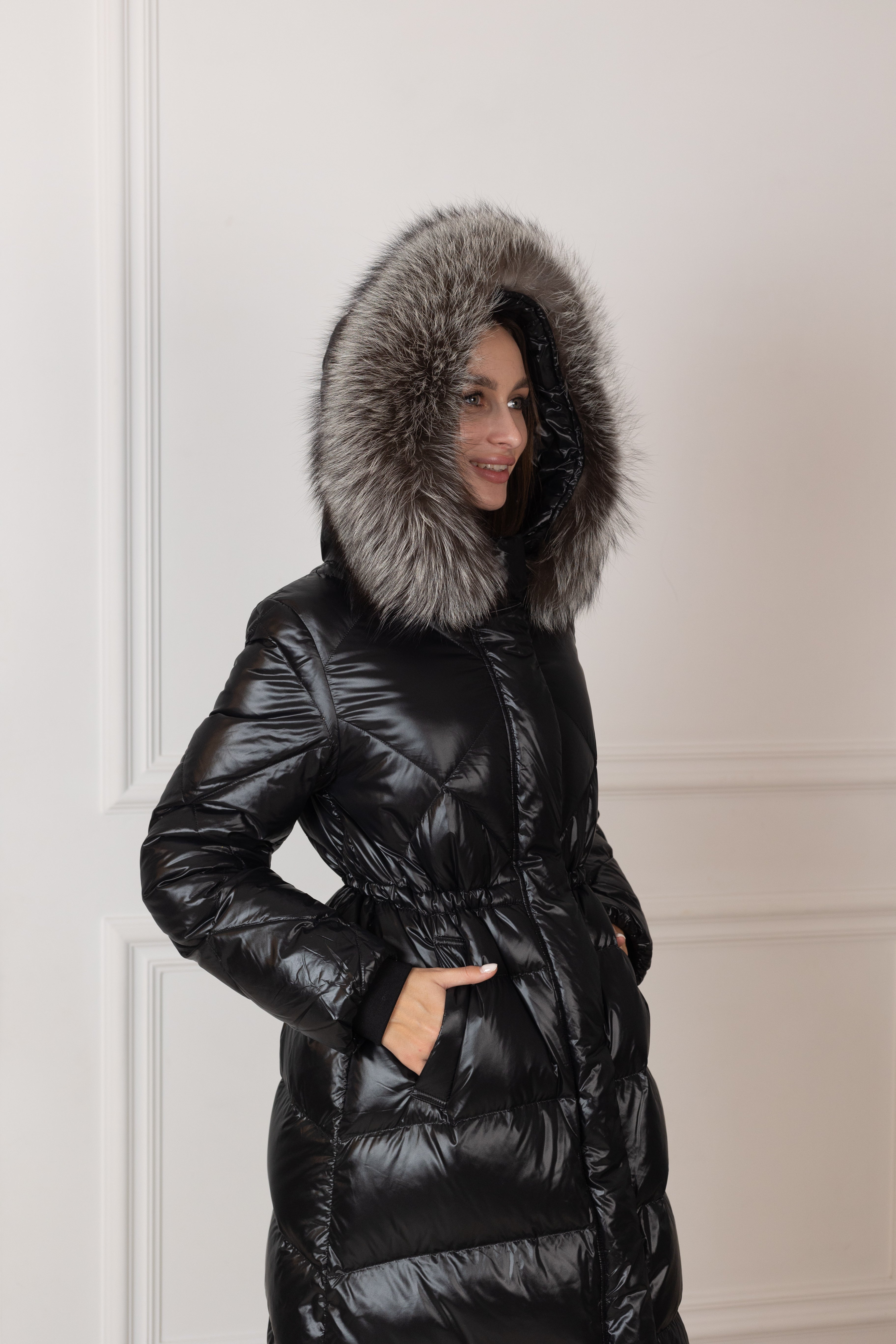 Genuine Silver Fox Fur Trim Down Fill Coat - Energize Trek