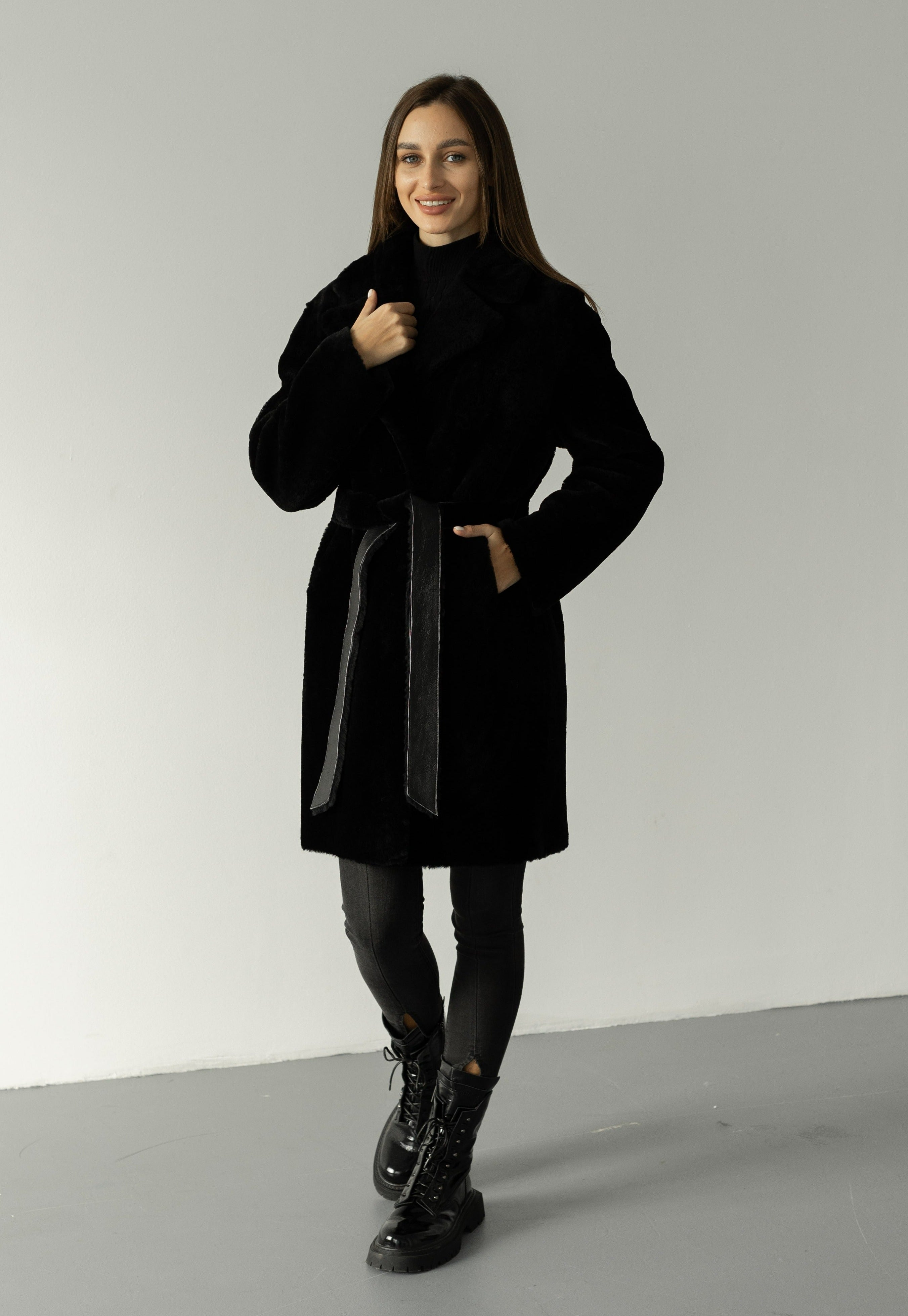 Genuine Shearling Merino Lamb Leather Coat by Punto Leather - Energize Trek