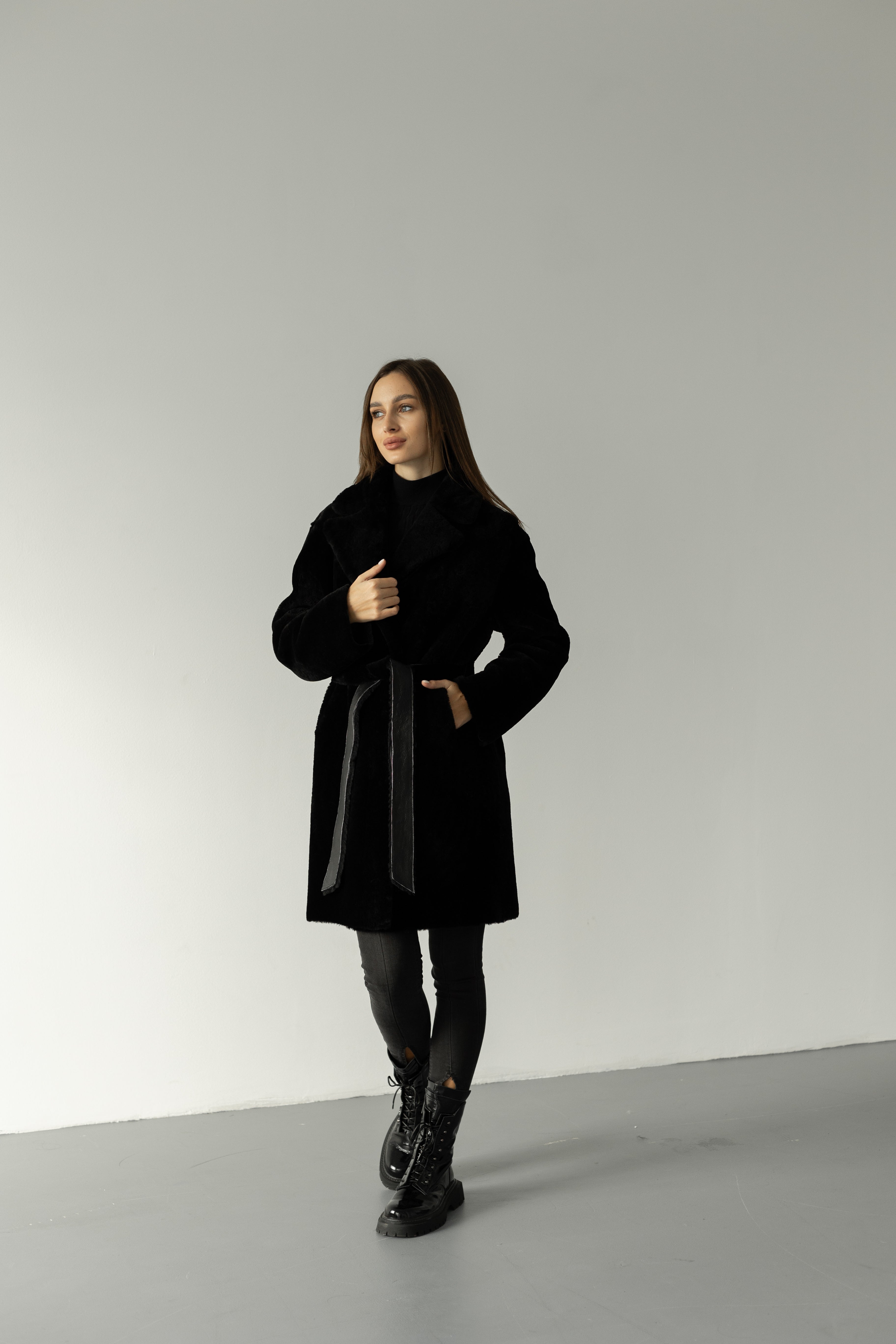 Genuine Shearling Merino Lamb Leather Coat by Punto Leather - Energize Trek
