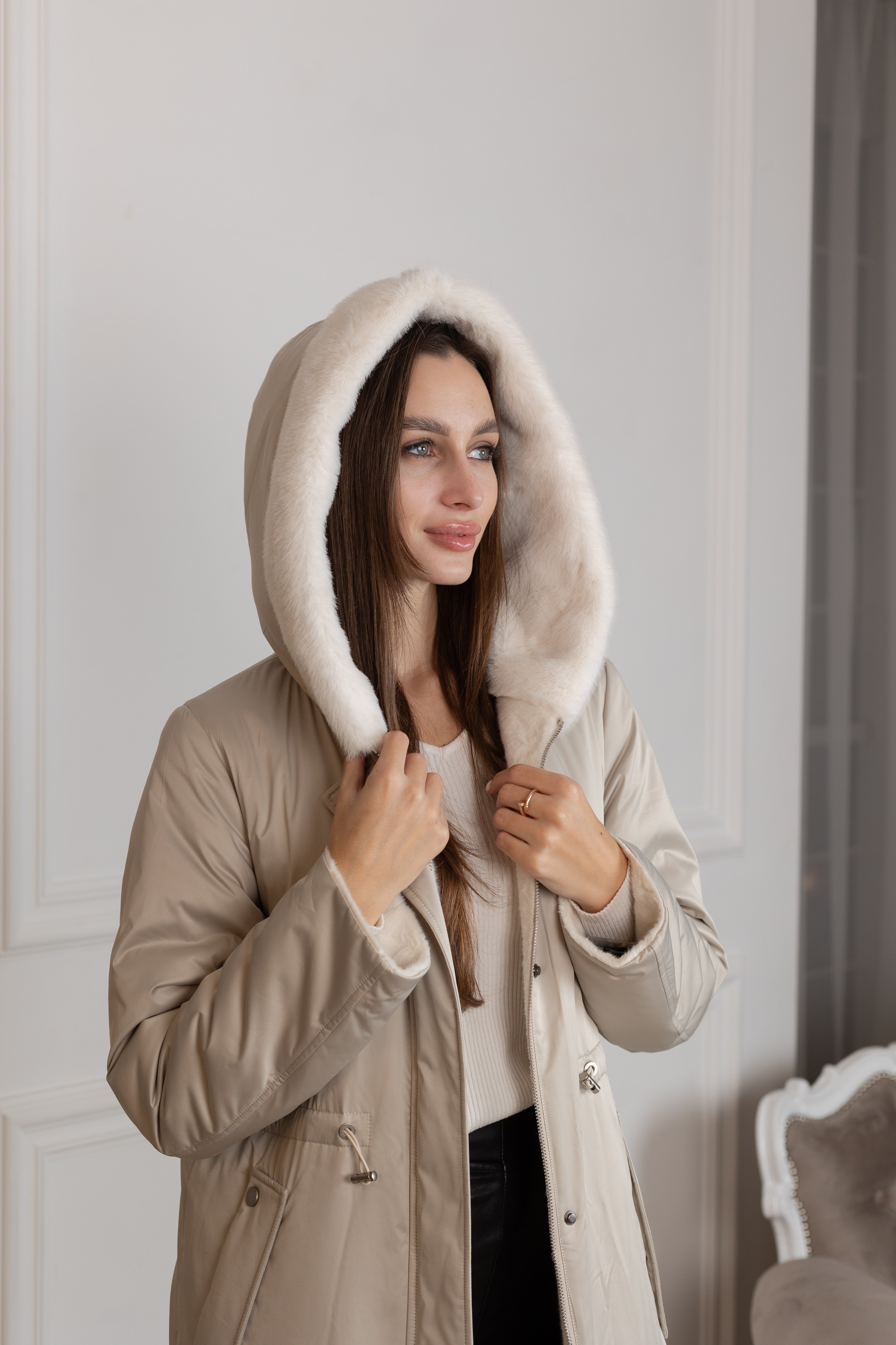 ⇆ Reversible Faux Alpaca Satin Hooded Coat - Energize Trek