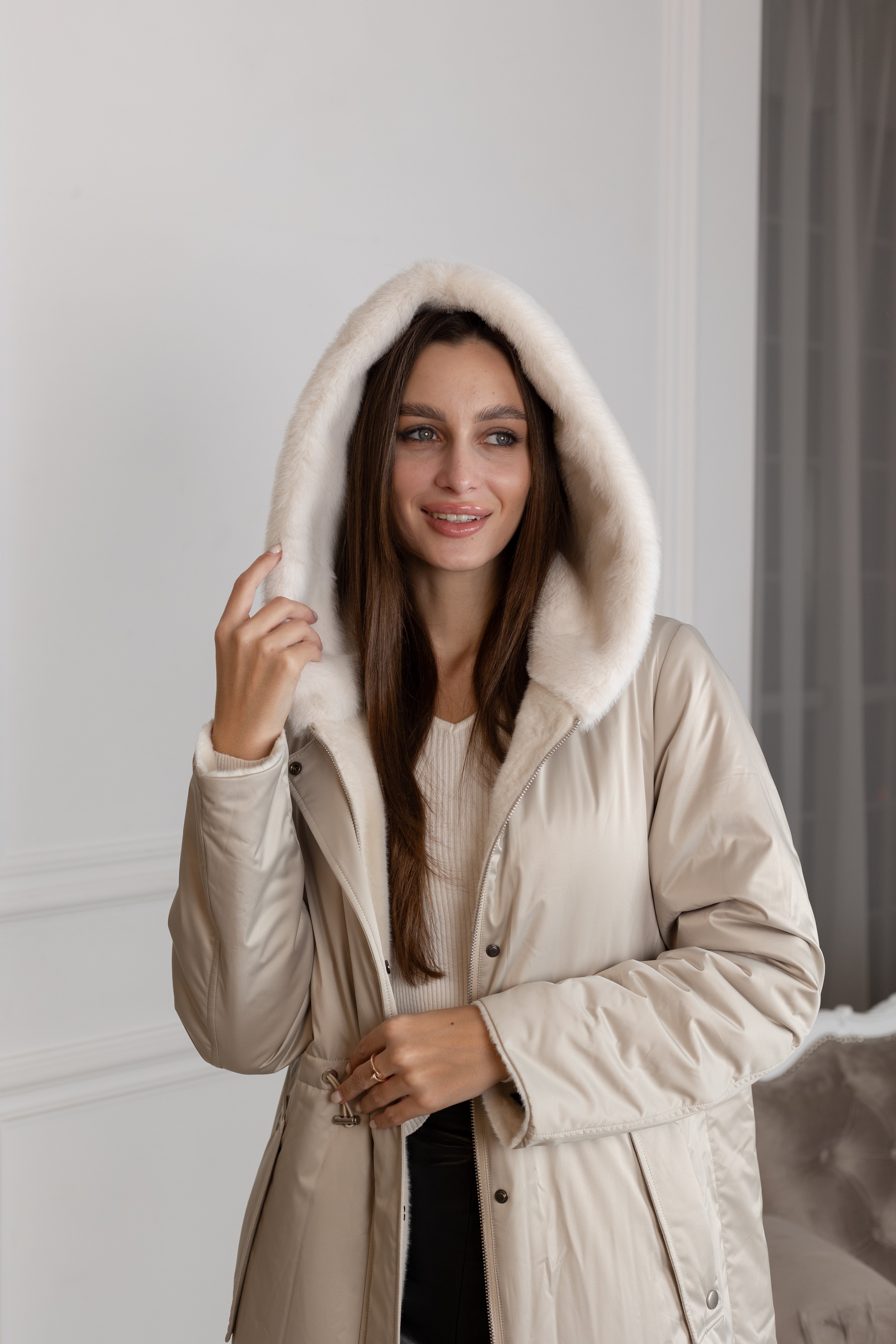 ⇆ Reversible Faux Alpaca Satin Hooded Coat - Energize Trek
