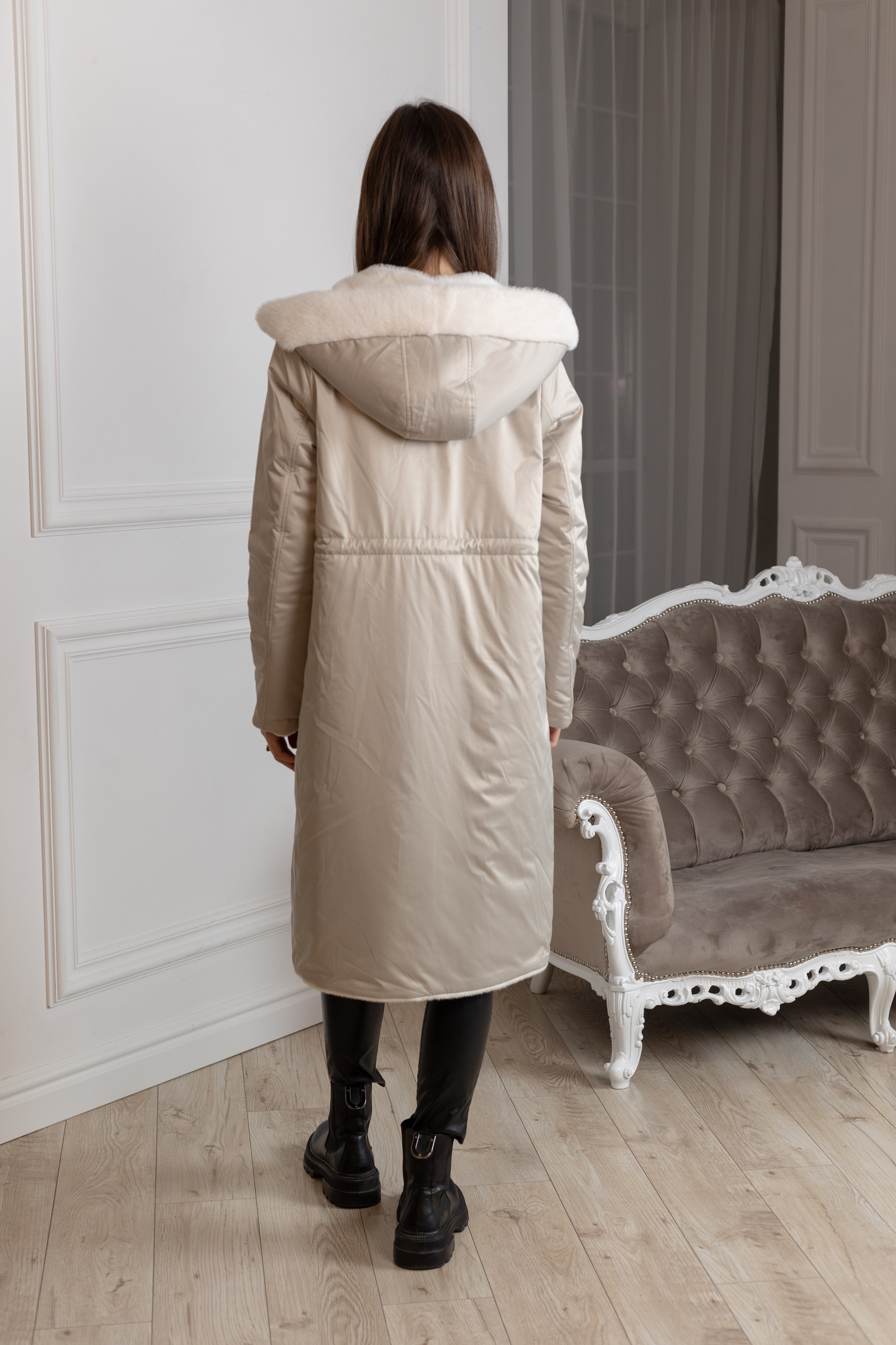 ⇆ Reversible Faux Alpaca Satin Hooded Coat - Energize Trek