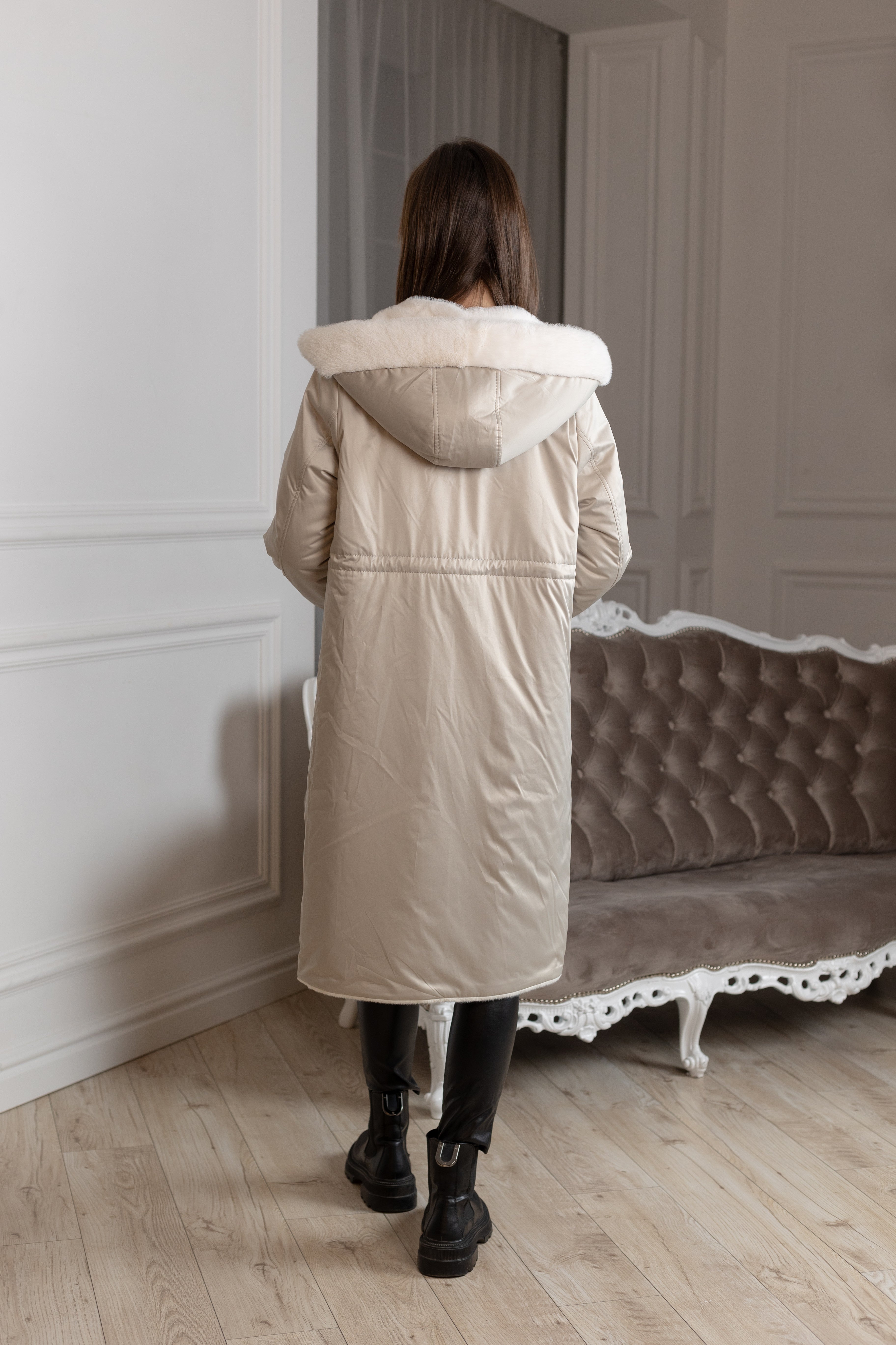 ⇆ Reversible Faux Alpaca Satin Hooded Coat - Energize Trek