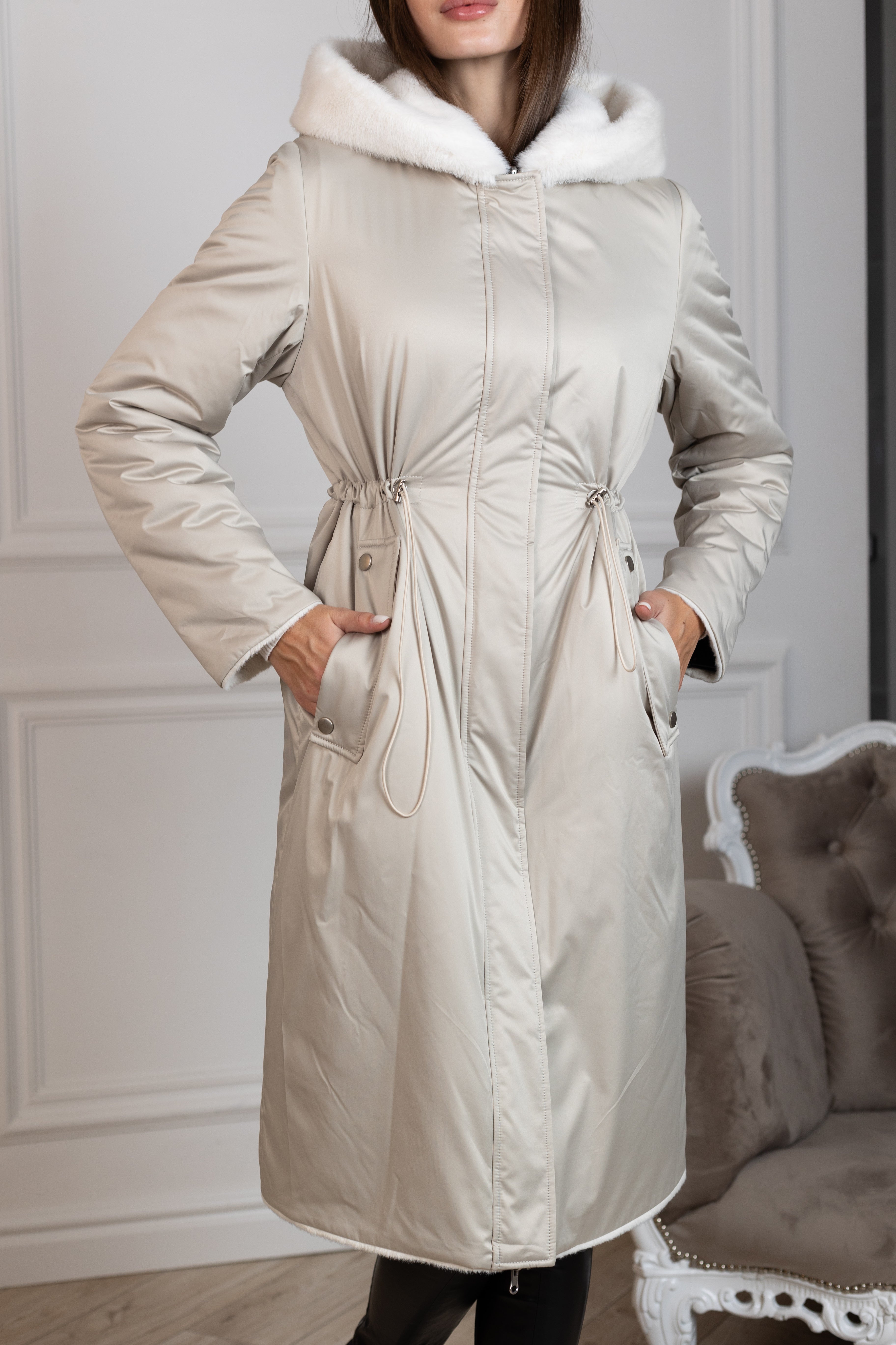 ⇆ Reversible Faux Alpaca Satin Hooded Coat - Energize Trek