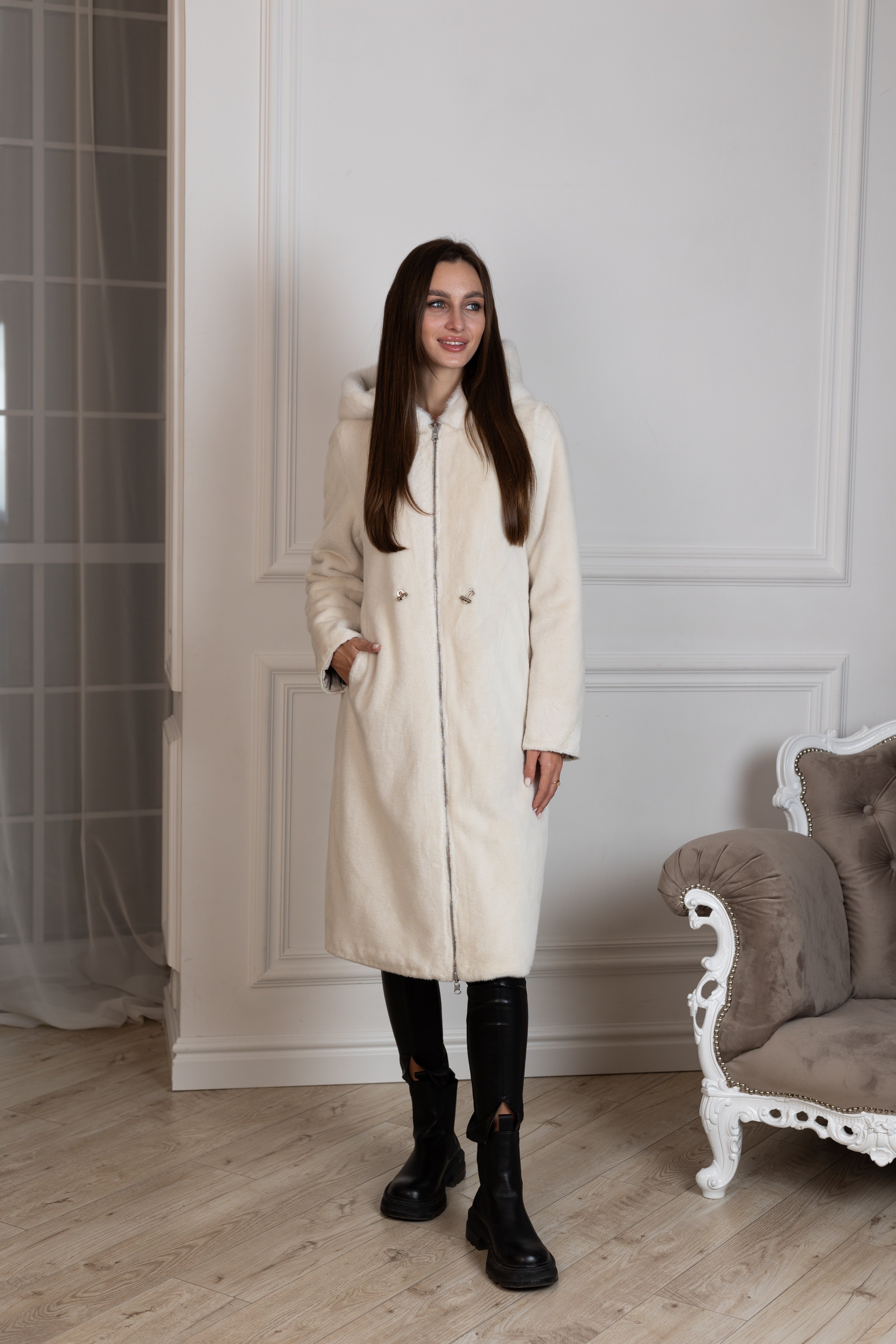 ⇆ Reversible Faux Alpaca Satin Hooded Coat - Energize Trek